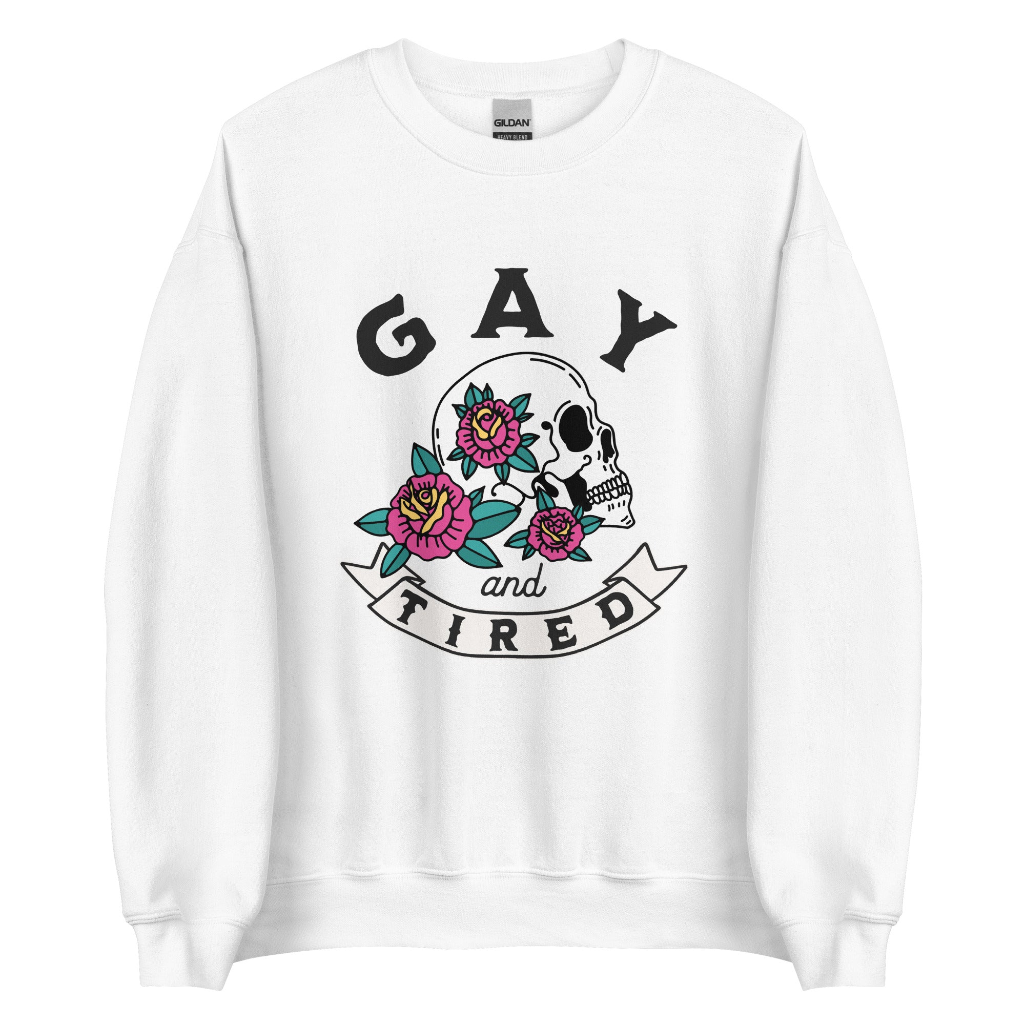 Sudadera unisex con calavera gay y cansada