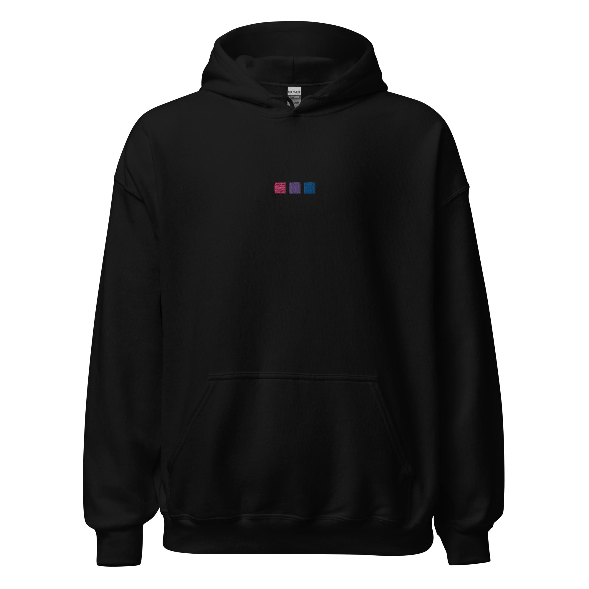 Sudadera unisex con capucha bordada con cuadrados bisexuales