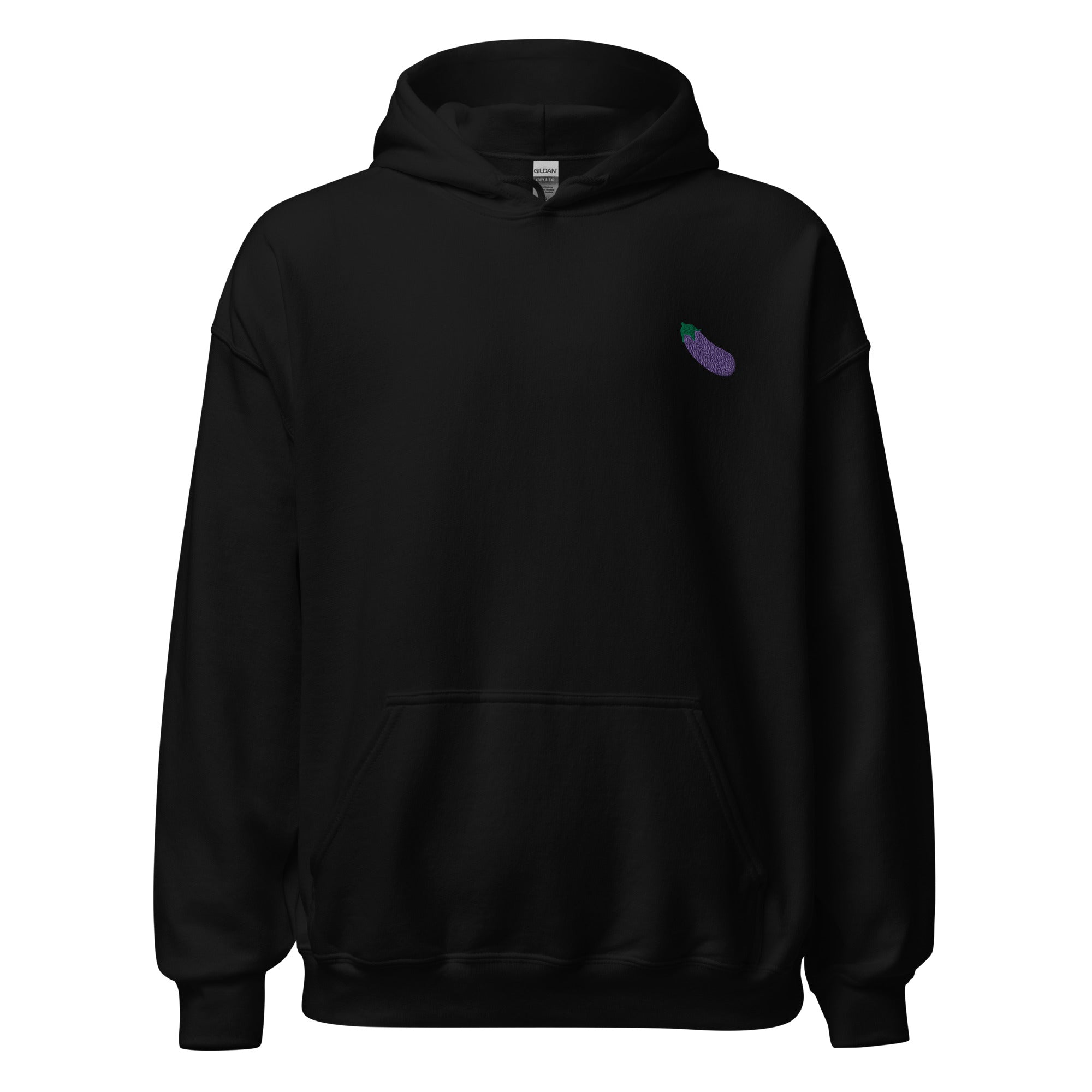 Sudadera unisex con capucha bordada con emoji de berenjena