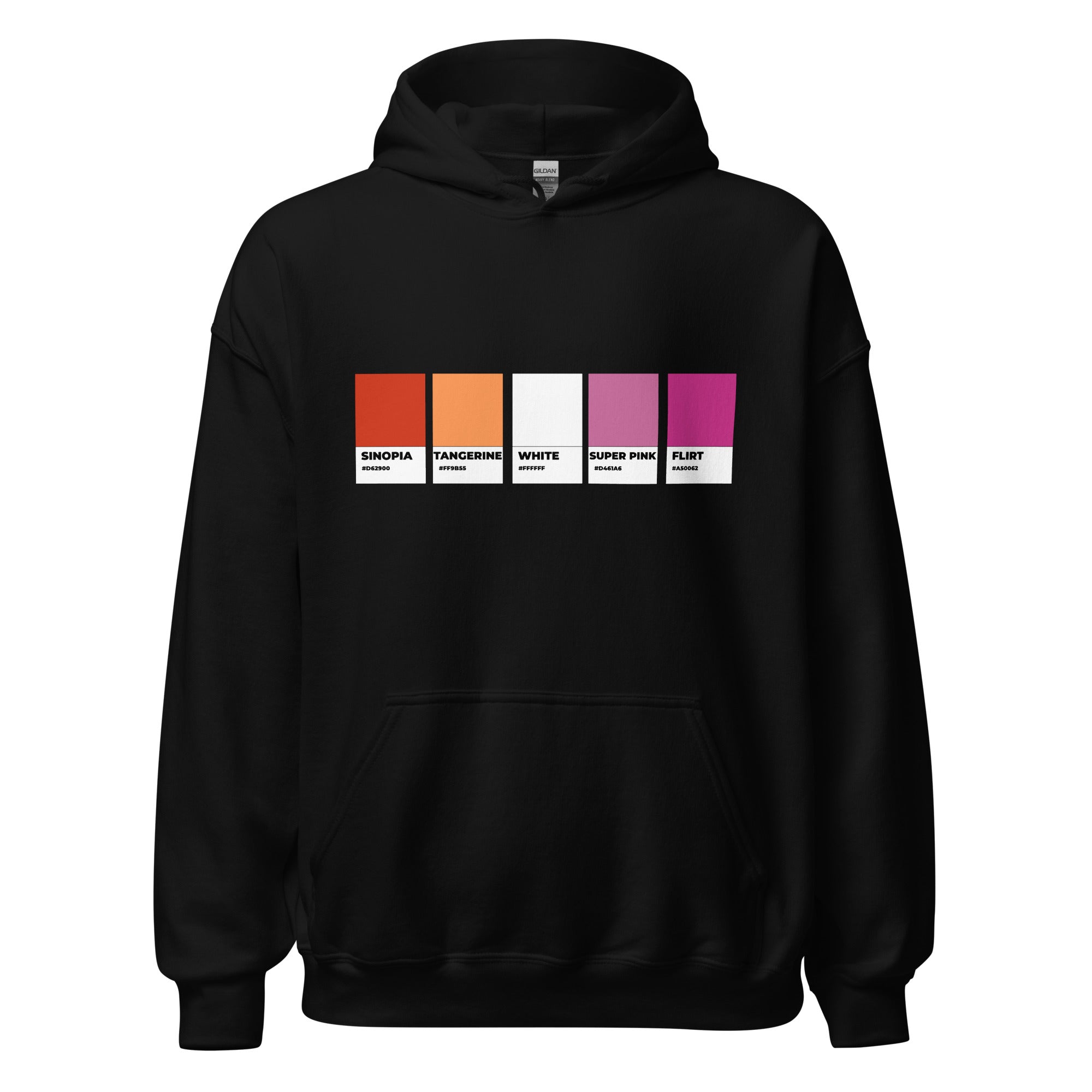 Sudadera unisex con capucha y muestra de colores lésbicos