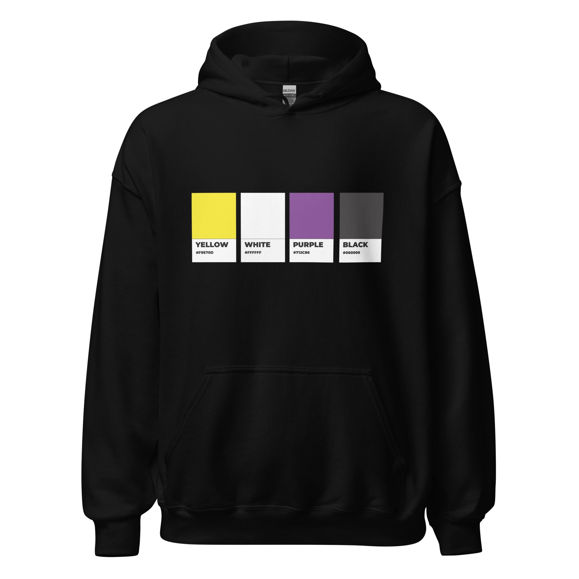 Sudadera unisex con capucha y muestra de colores no binarios