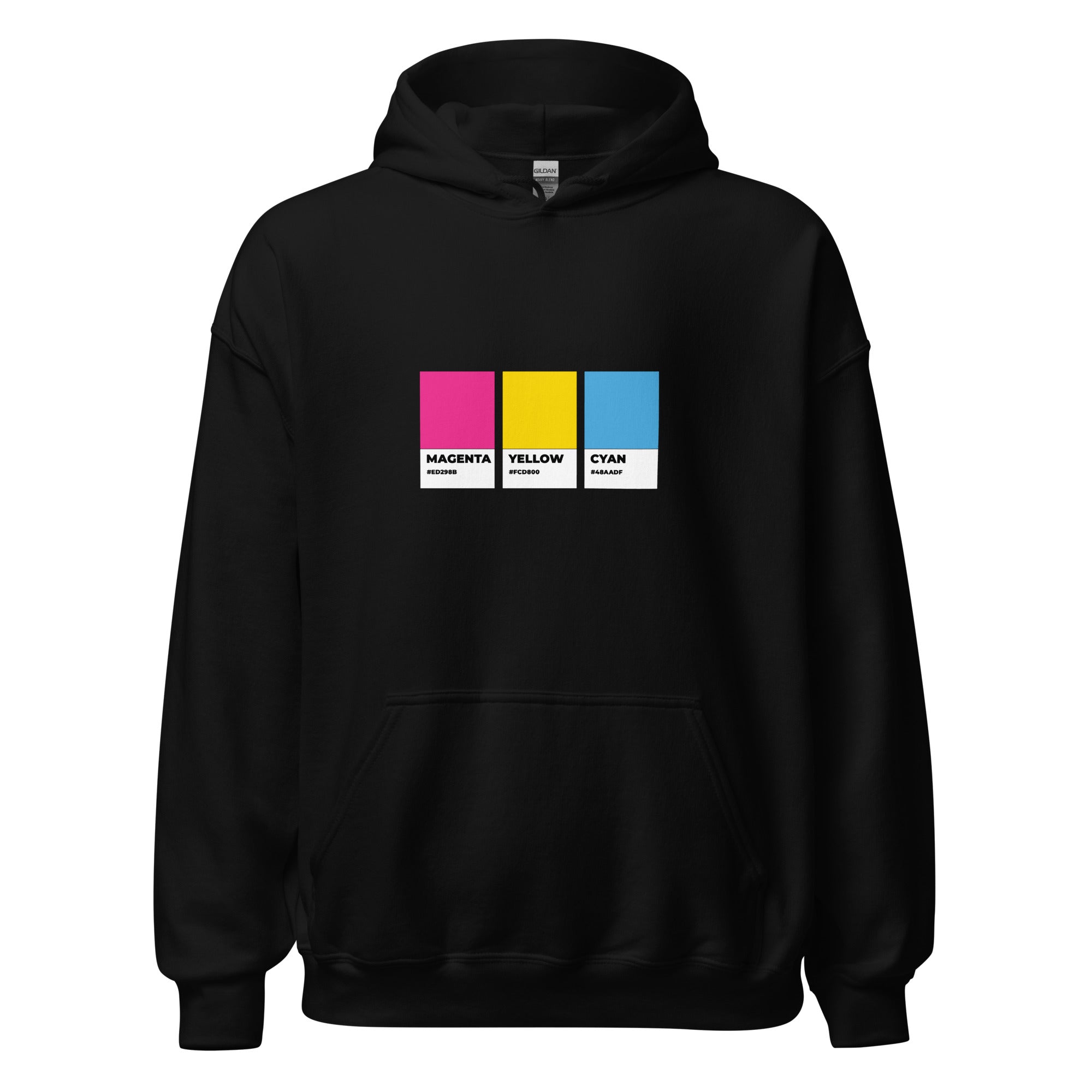 Sudadera unisex con capucha y muestra de colores pansexuales