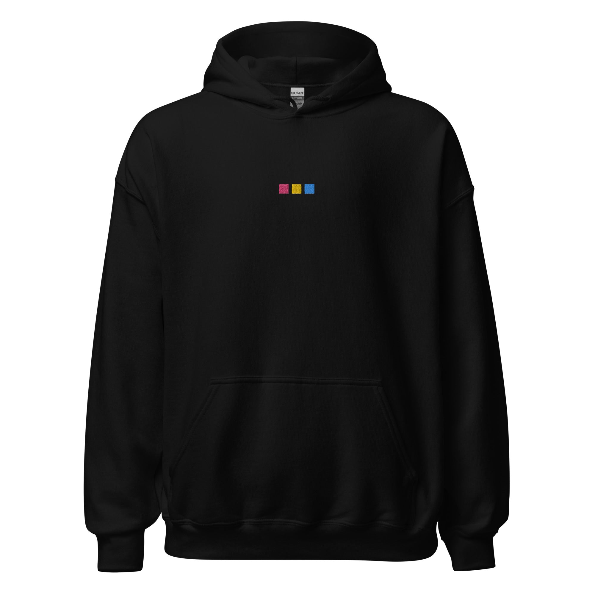 Sudadera unisex con capucha bordada con cuadrados pansexuales