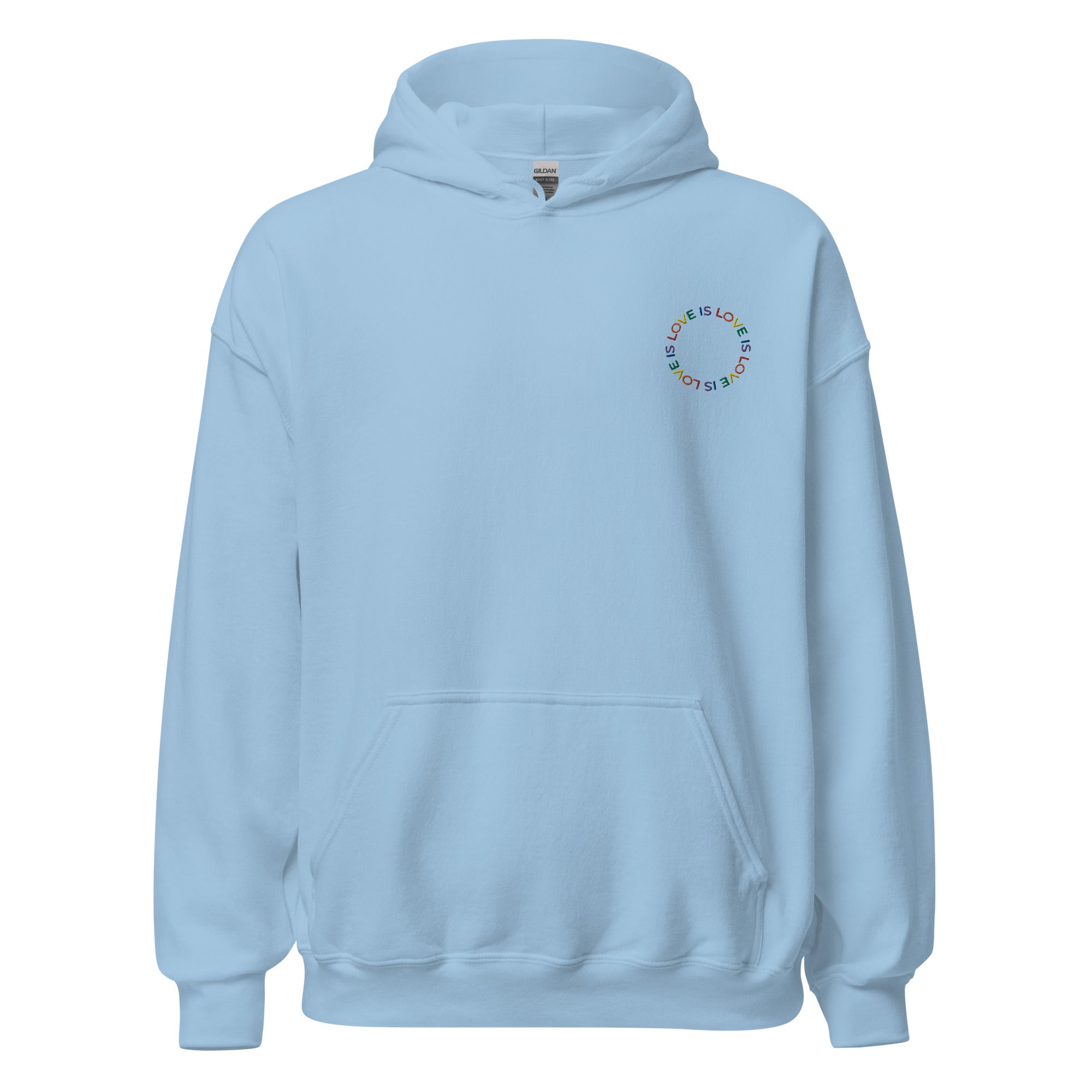 Sudadera unisex con capucha bordada Love is Love