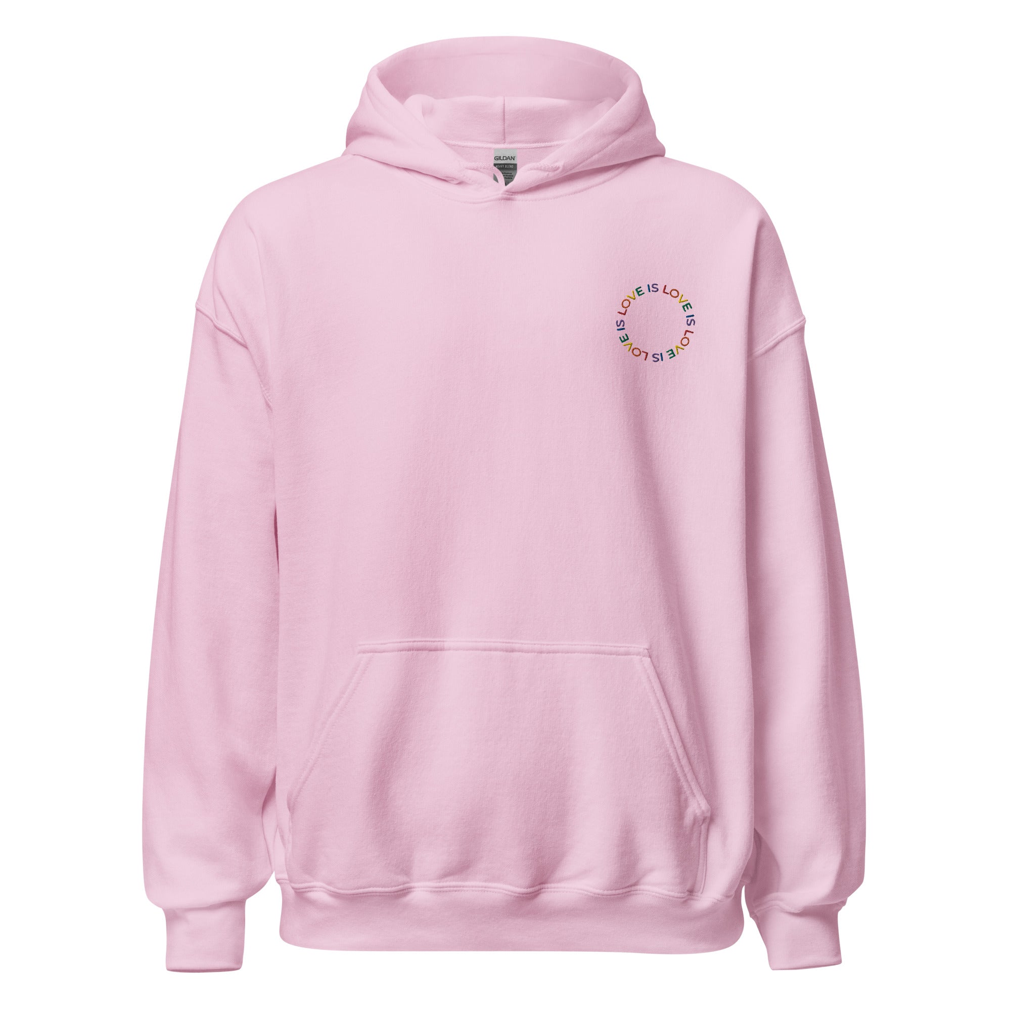 Sudadera unisex con capucha bordada Love is Love