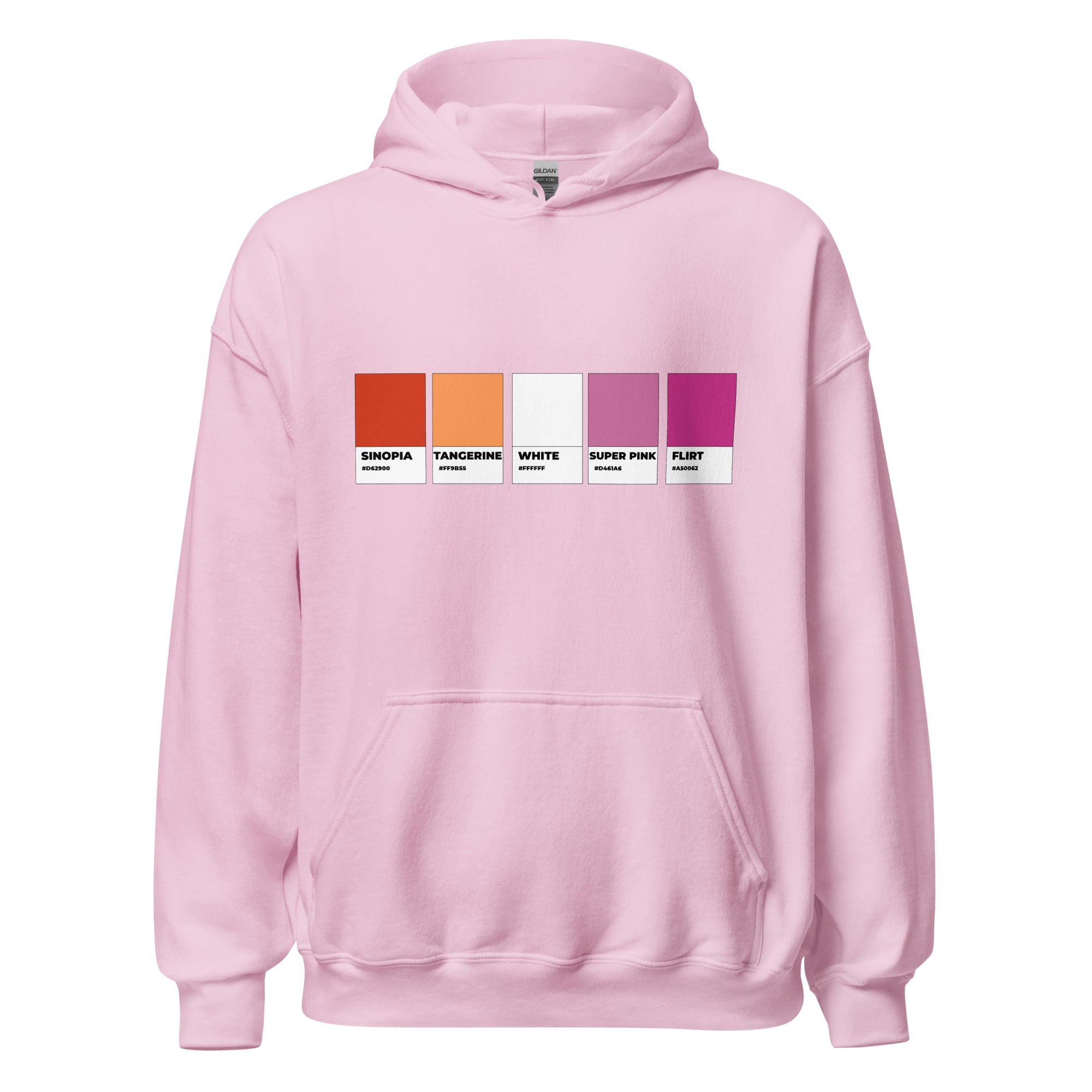 Sudadera unisex con capucha y muestra de colores lésbicos