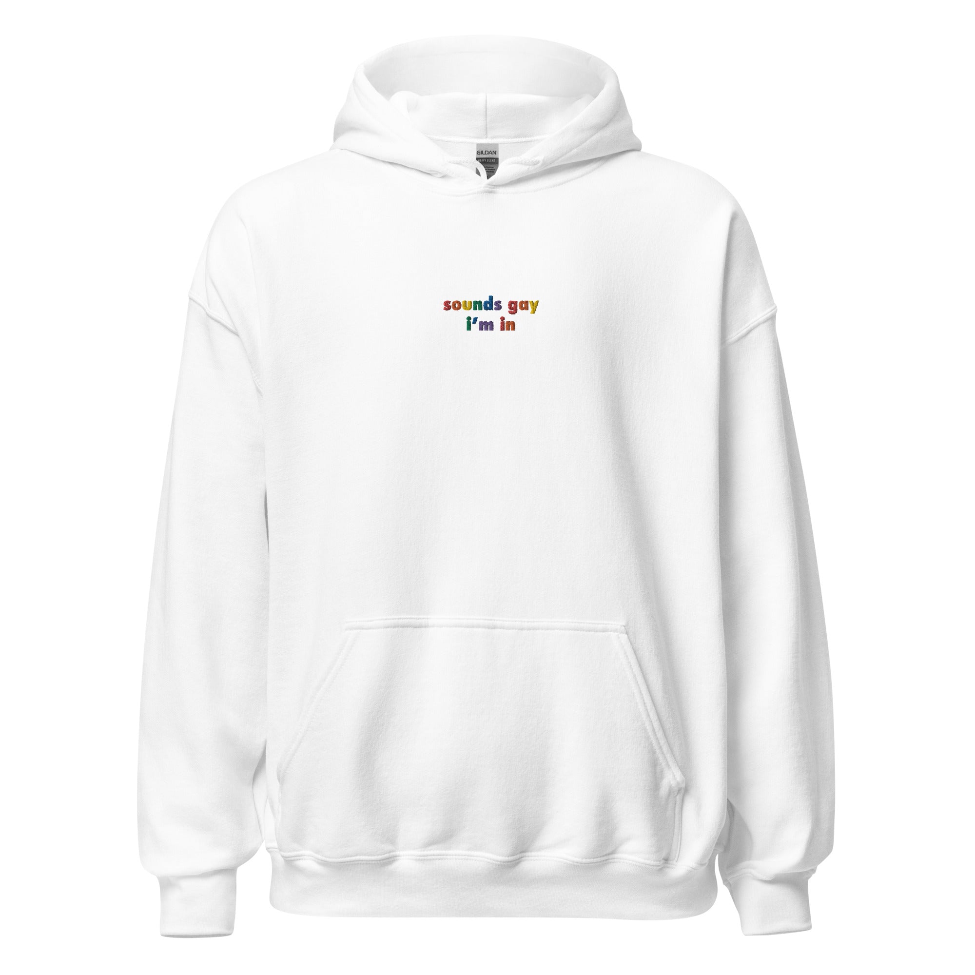 Sudadera unisex bordada con la frase "Suena gay"