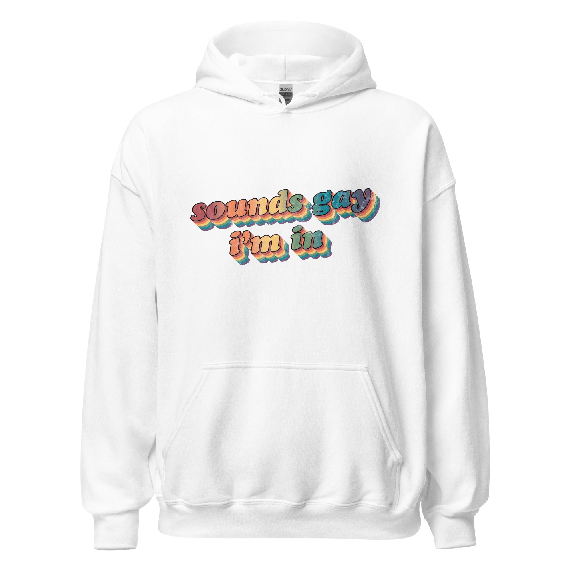 Sudadera unisex con capucha Retro Sounds Gay I'm In