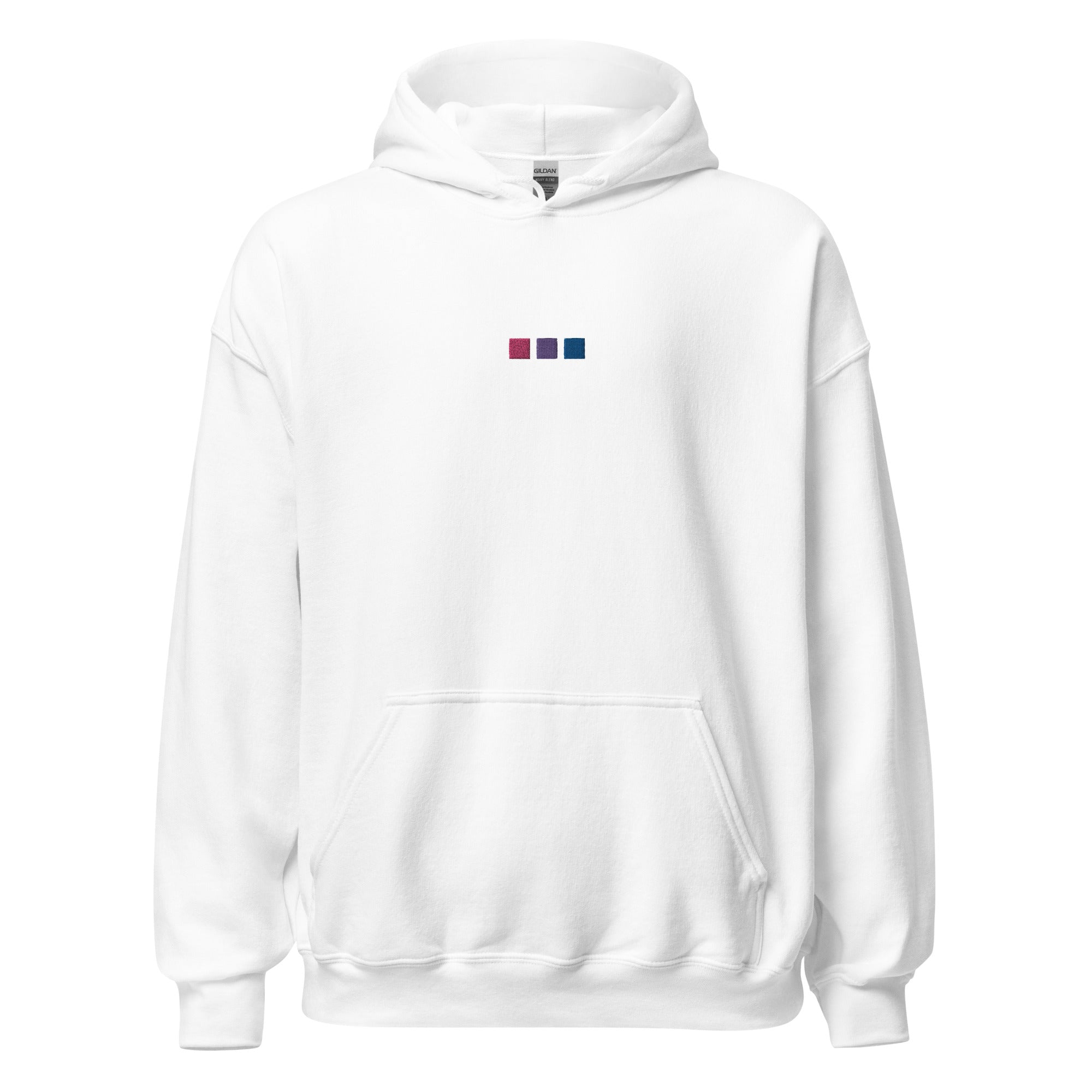 Sudadera unisex con capucha bordada con cuadrados bisexuales