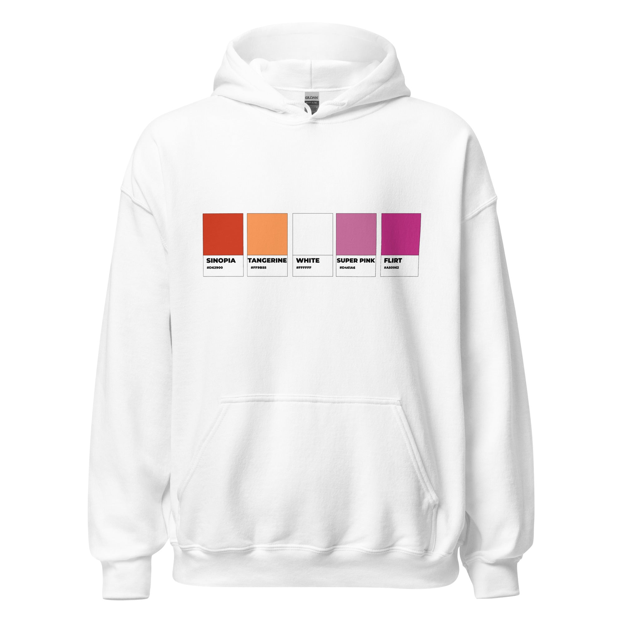 Sudadera unisex con capucha y muestra de colores lésbicos