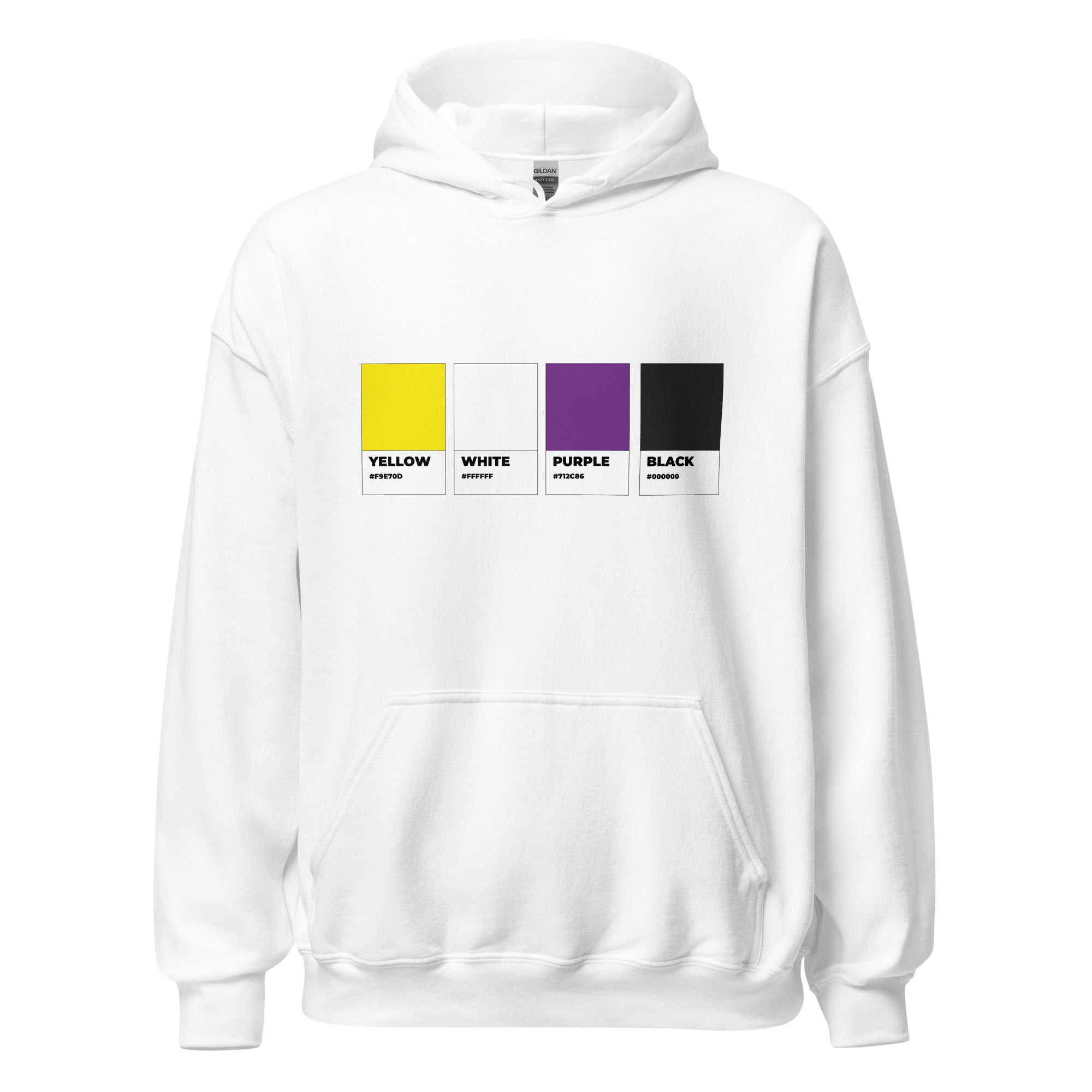 Sudadera unisex con capucha y muestra de colores no binarios
