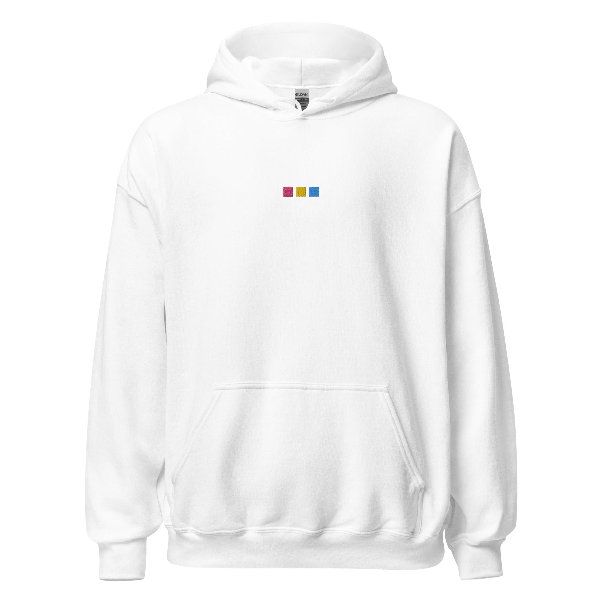 Sudadera unisex con capucha bordada con cuadrados pansexuales