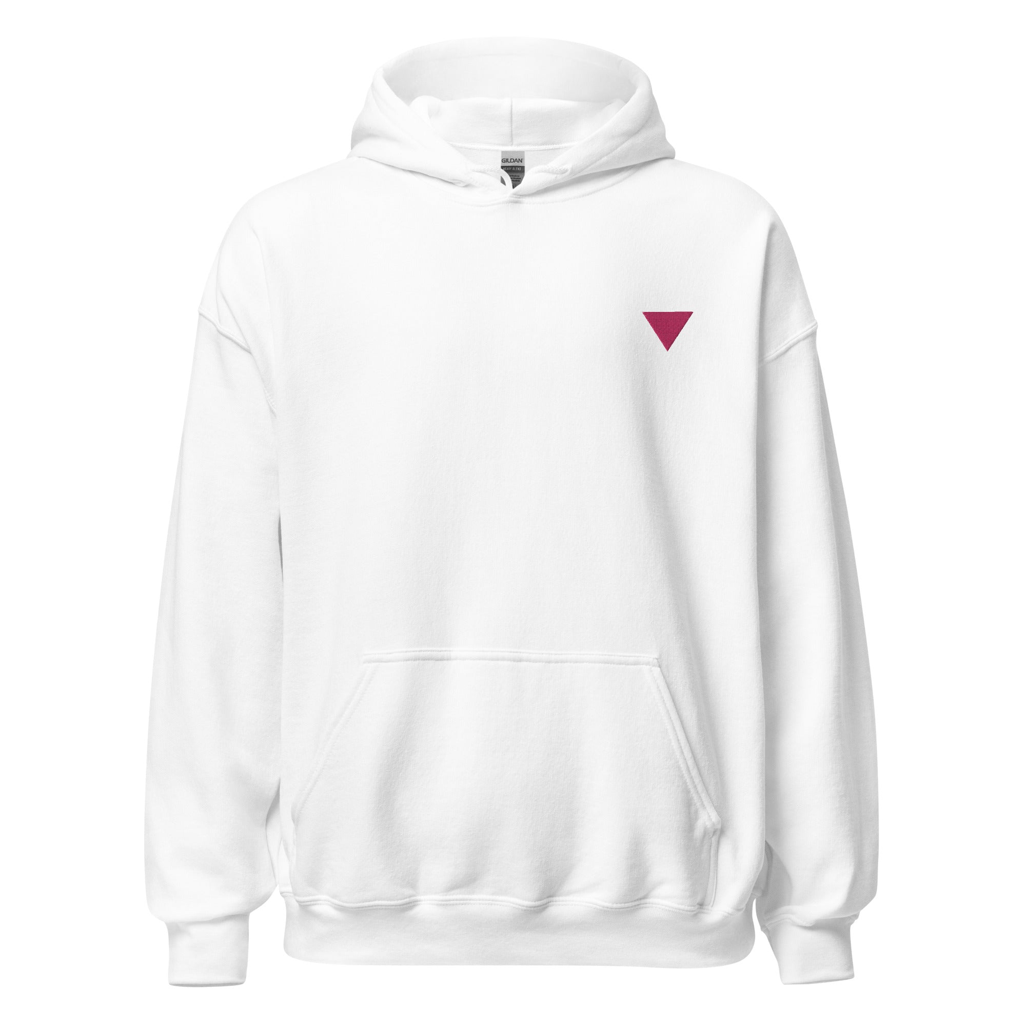 Sudadera unisex con capucha bordada con triángulos rosas