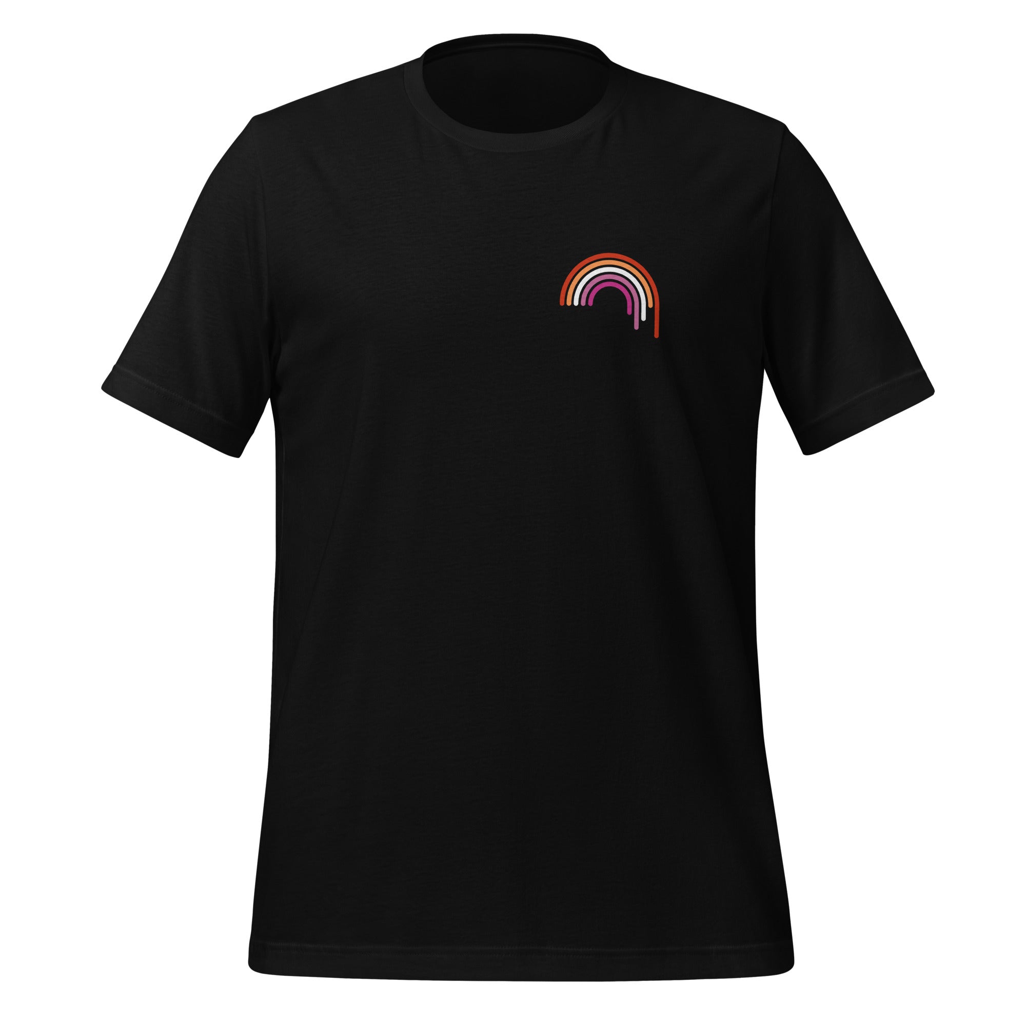 Camiseta unisex con goteo de arcoíris lésbico