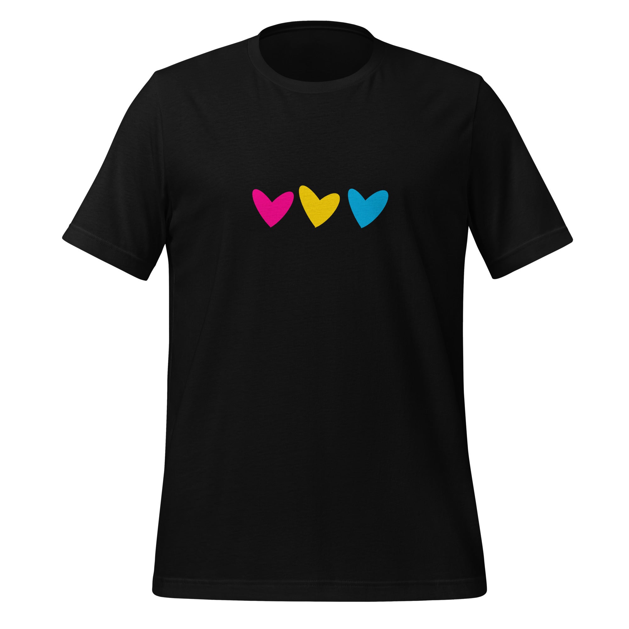 Camiseta unisex con corazones pansexuales