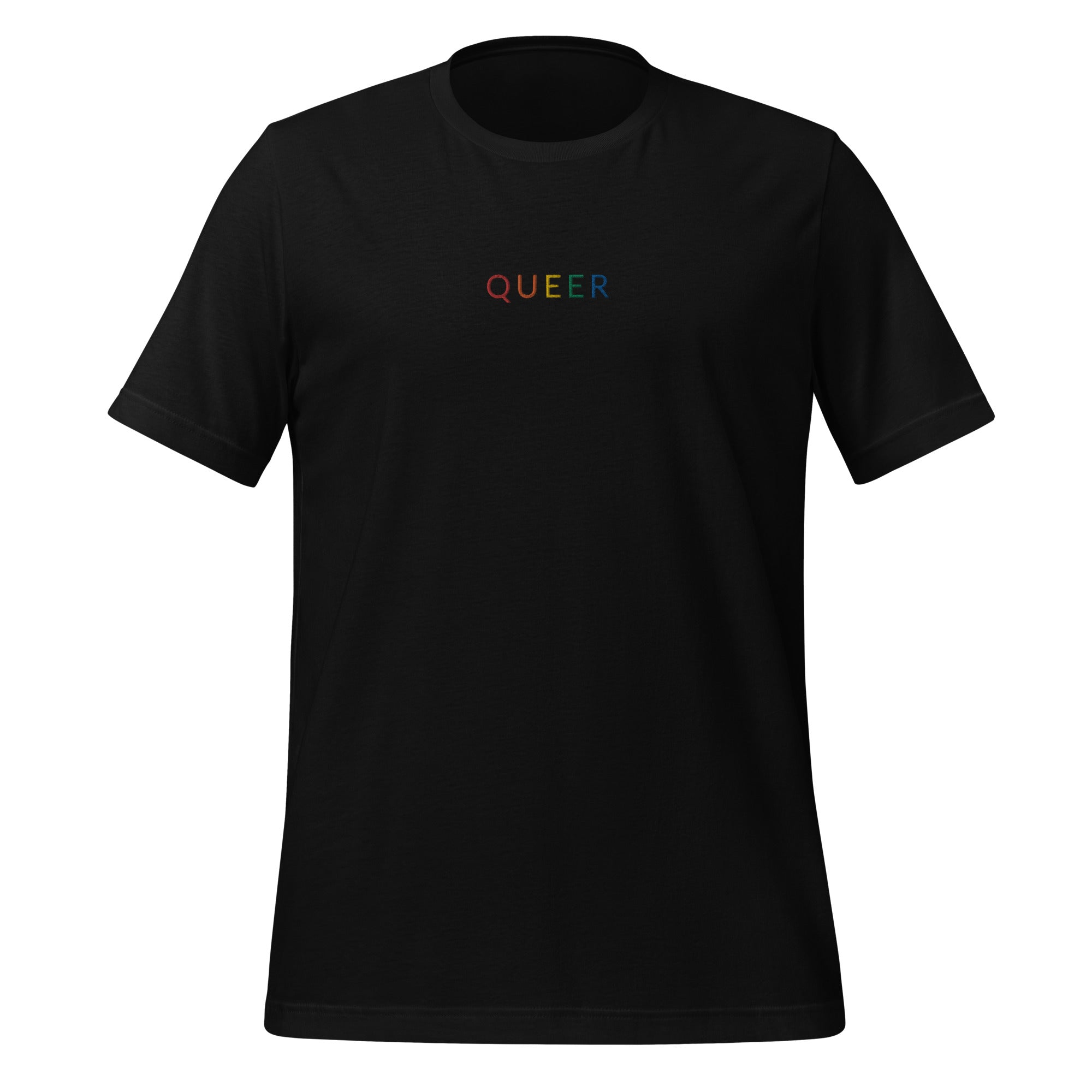 Camiseta unisex bordada con el arcoíris queer