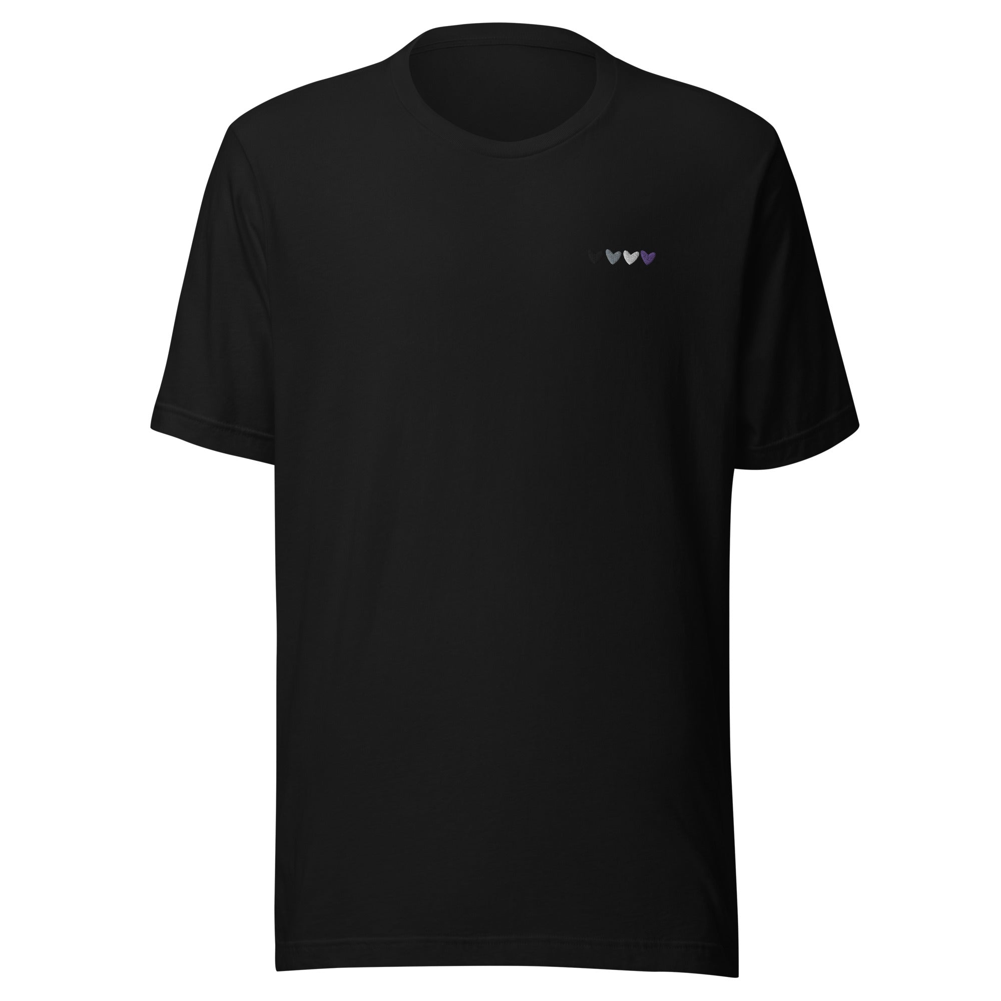 Camiseta unisex bordada con corazones asexuales