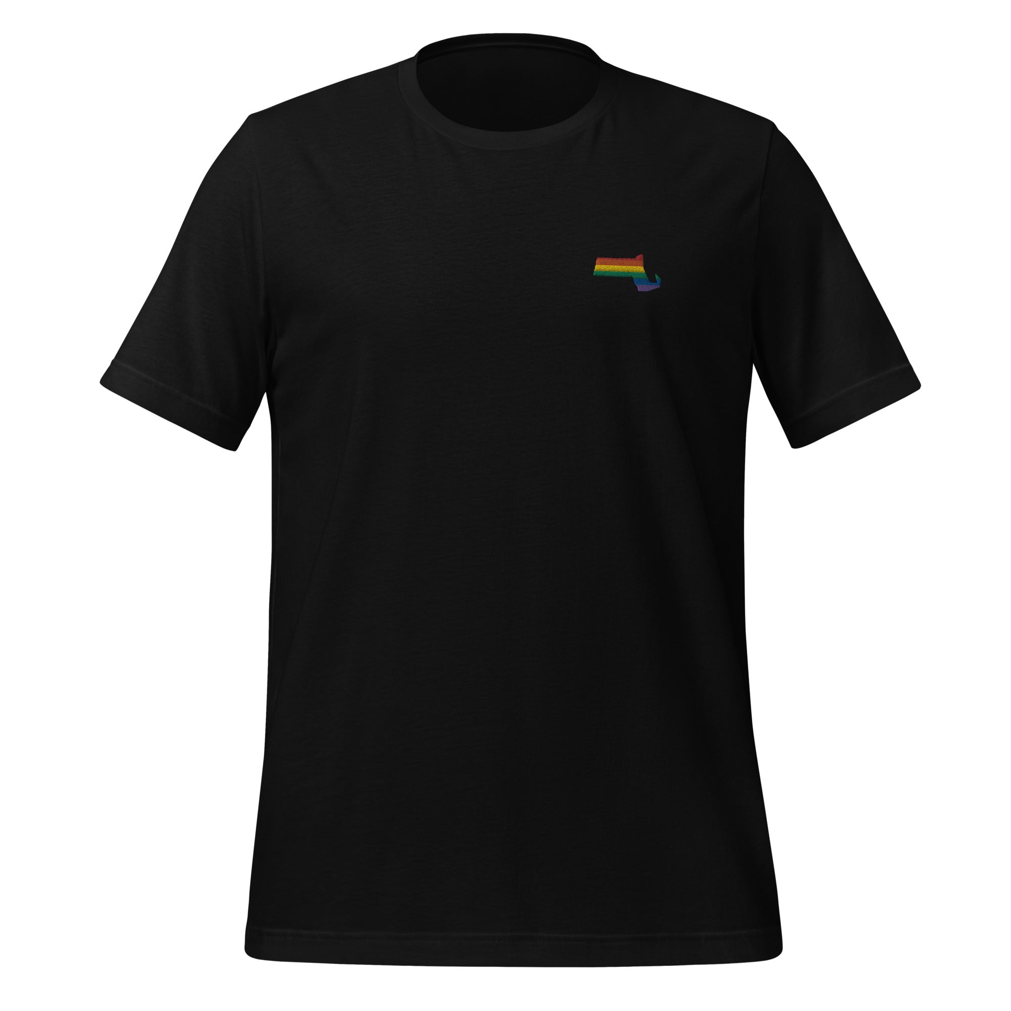Camiseta unisex bordada con el arcoíris de Massachusetts