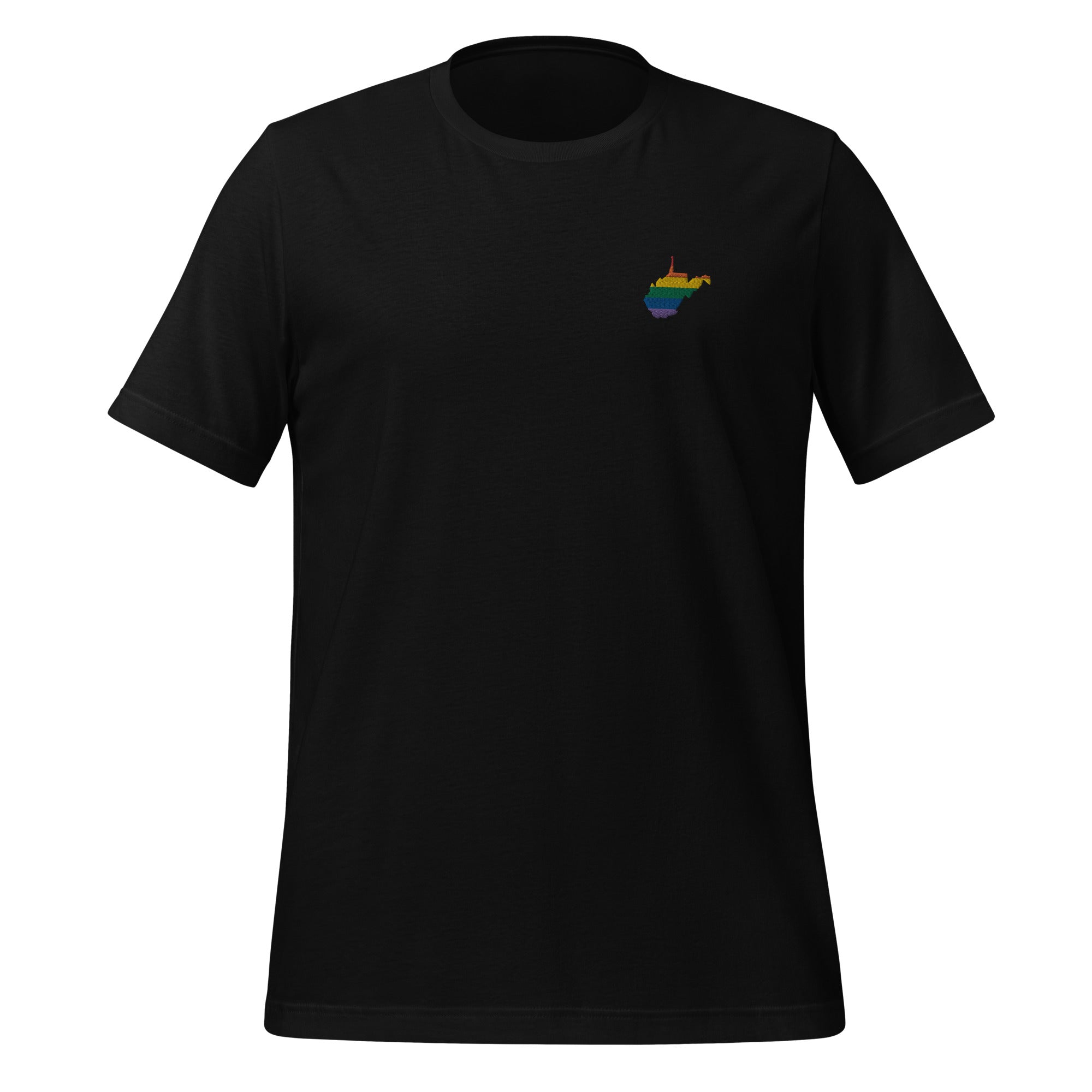 Camiseta unisex bordada con arcoíris de Virginia Occidental