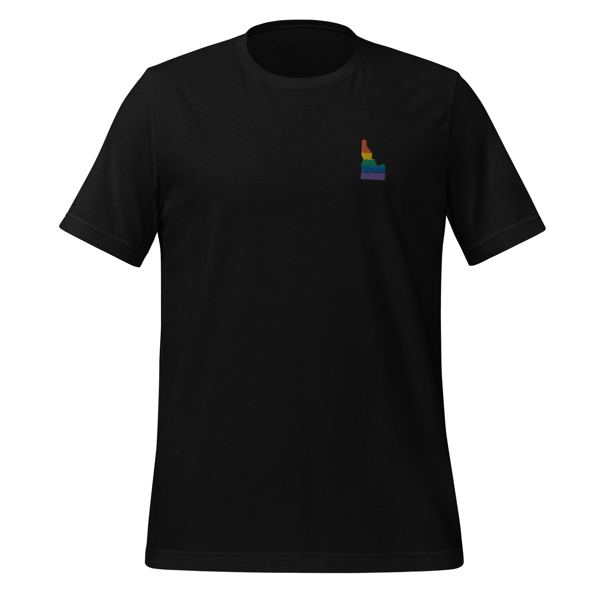 Camiseta unisex bordada con el arcoíris de Idaho