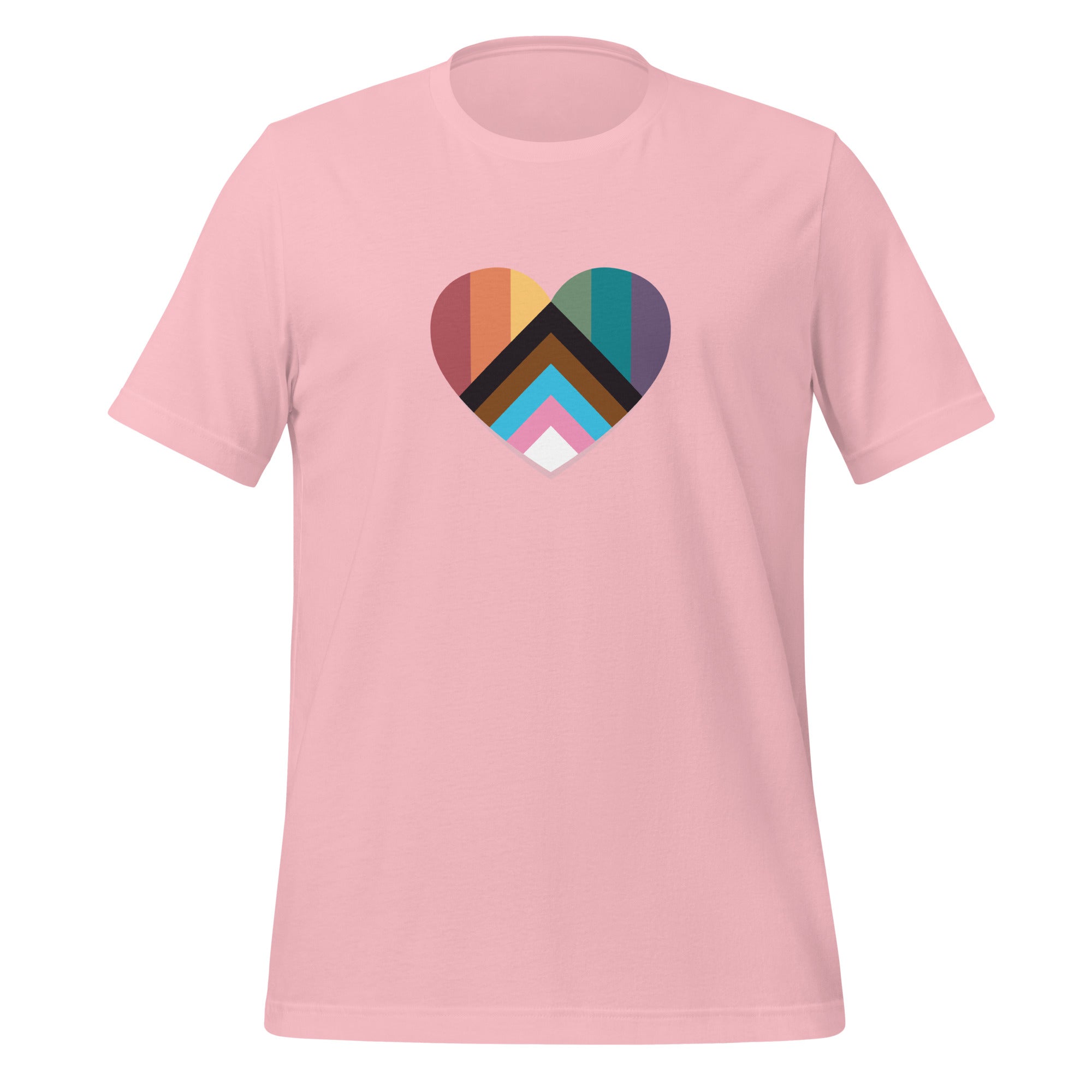 Camiseta unisex con corazón de orgullo progresivo