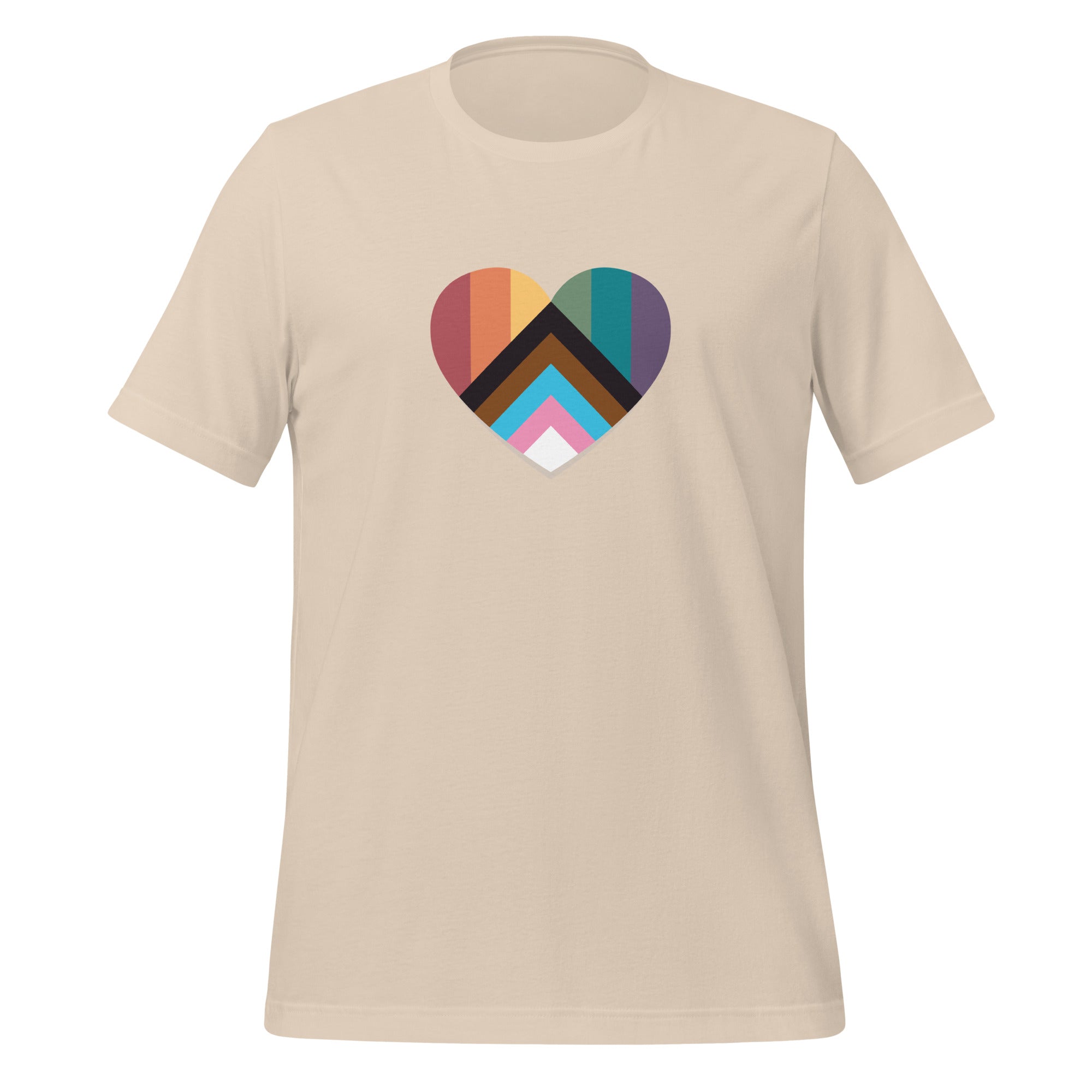 Camiseta unisex con corazón de orgullo progresivo