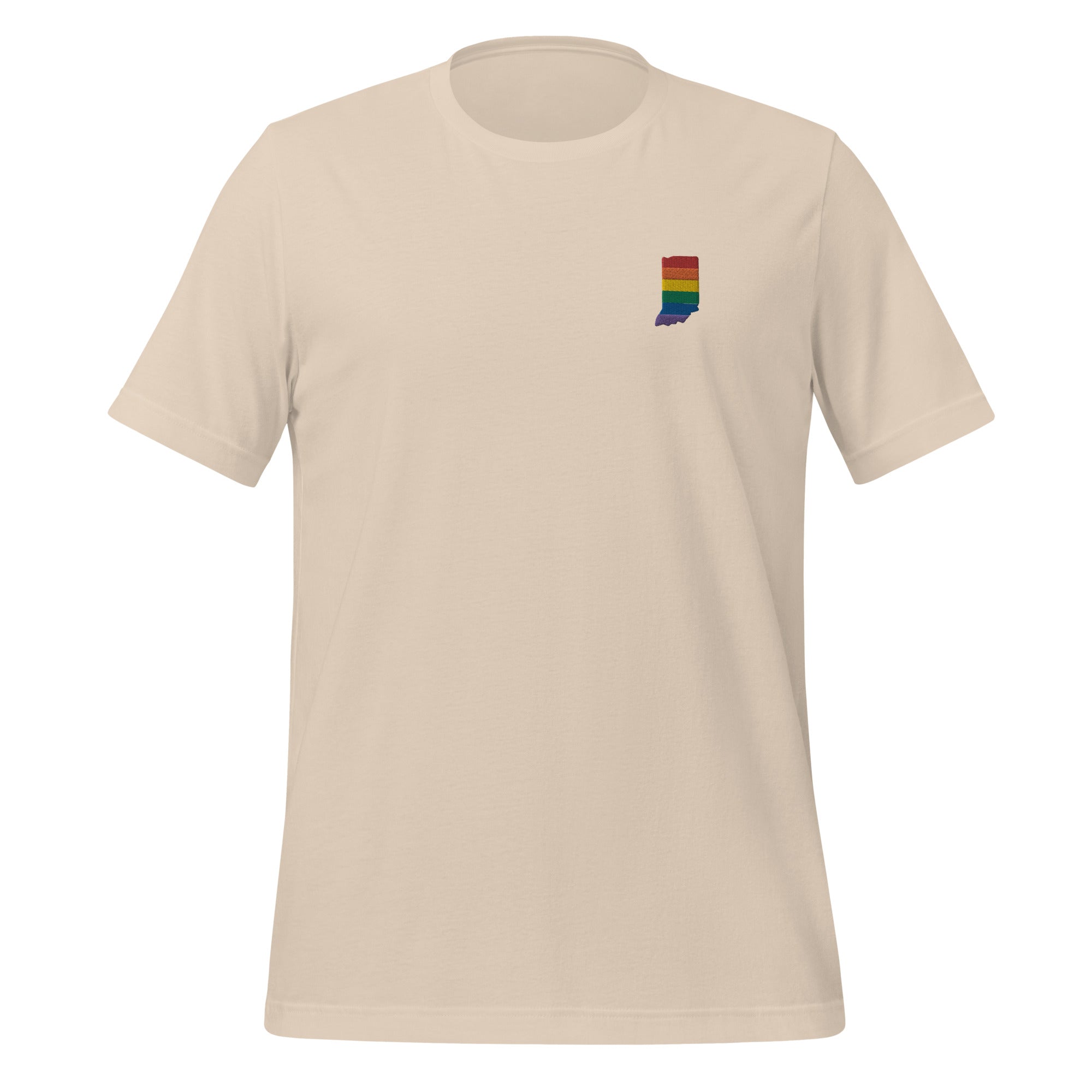 Camiseta unisex bordada con arcoíris de Indiana