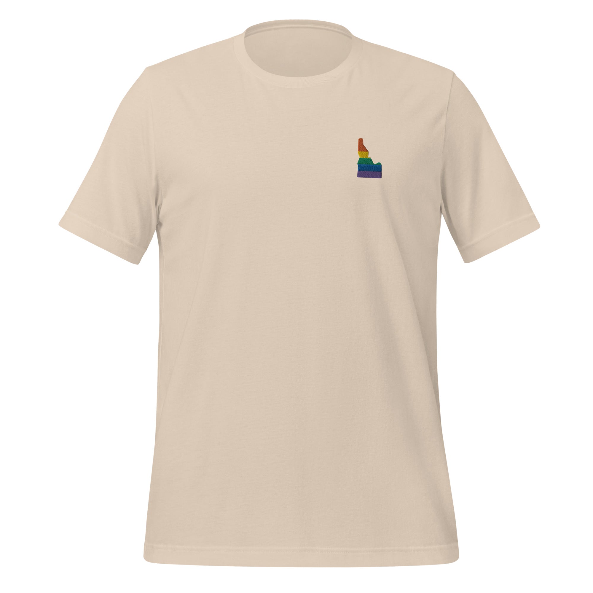 Camiseta unisex bordada con el arcoíris de Idaho