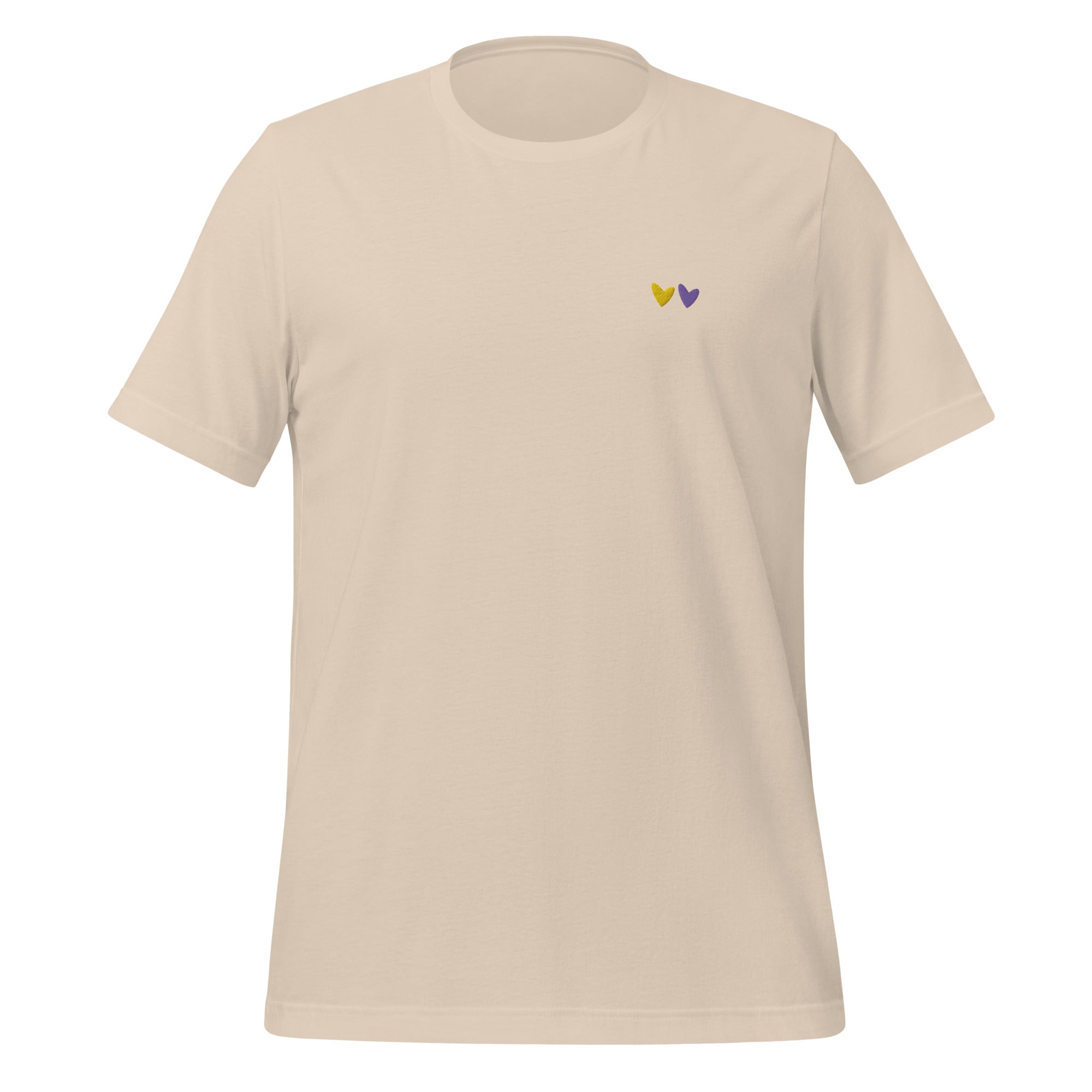 Camiseta unisex bordada con corazones intersexuales
