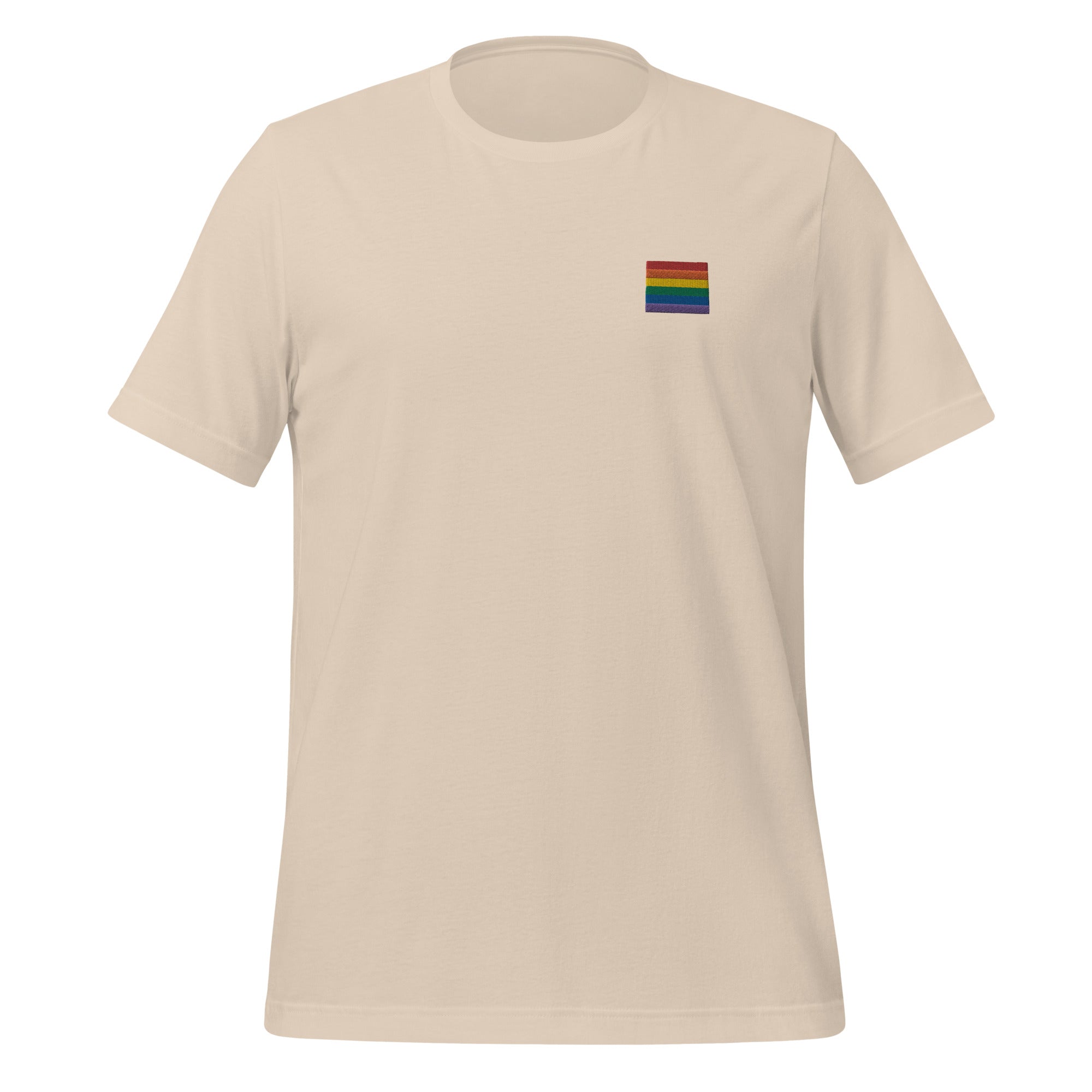 Camiseta unisex con bordado de arcoíris de Wyoming