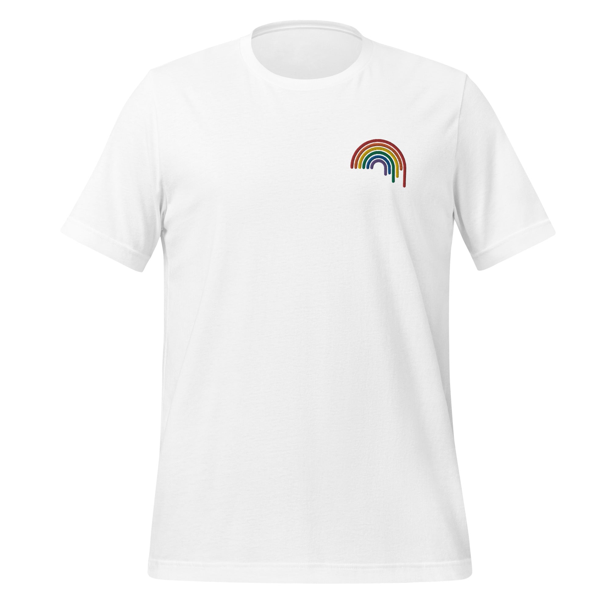 Camiseta bordada con goteo de arcoíris