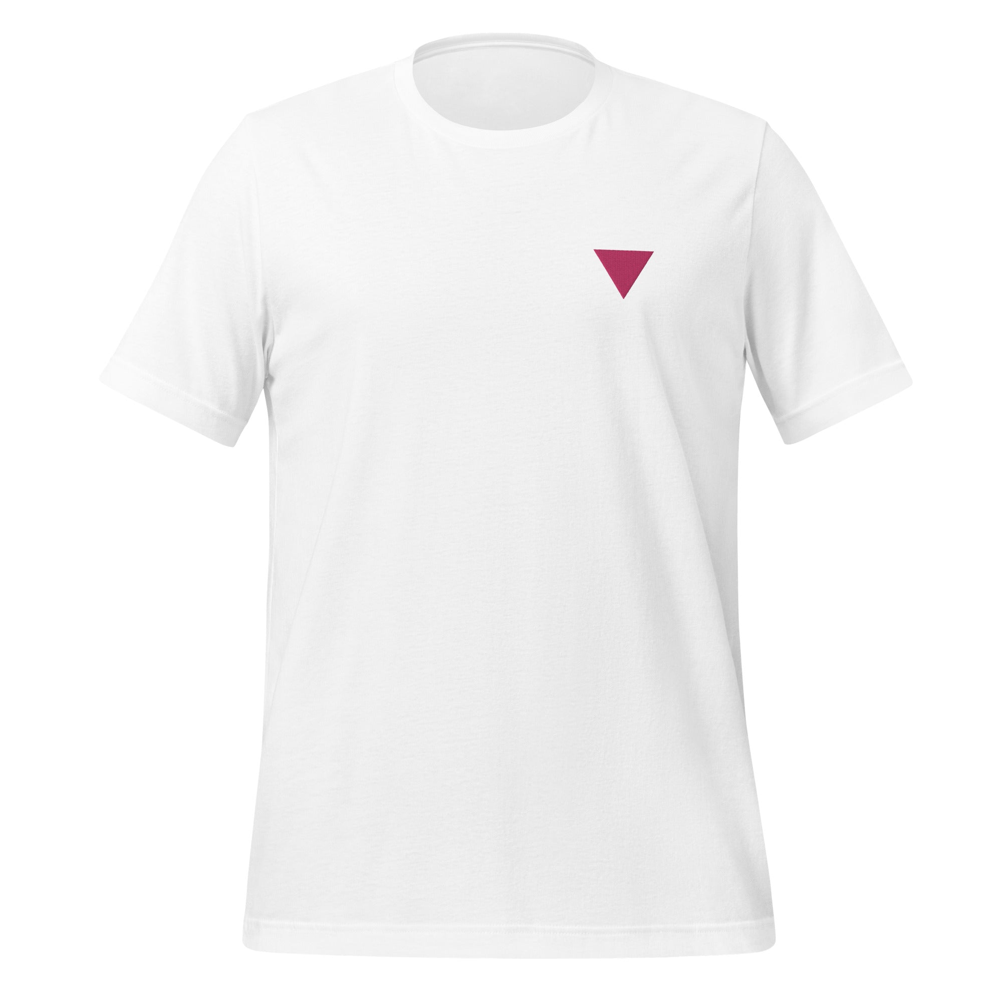 Camiseta unisex bordada con triángulos rosas