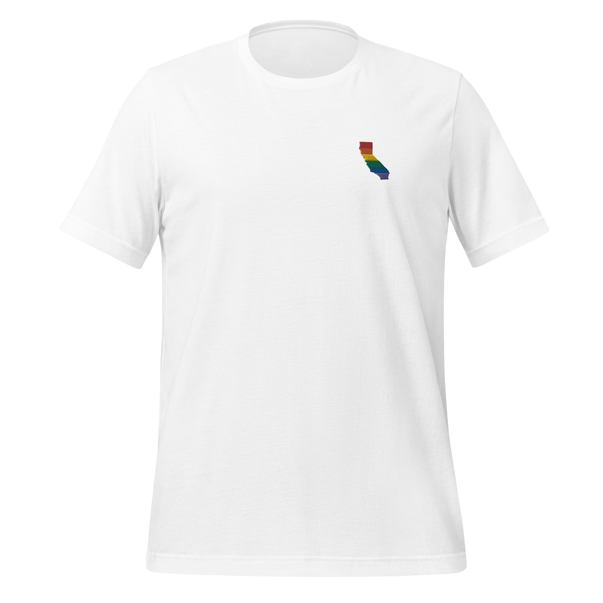 Camiseta unisex bordada con arcoíris de California