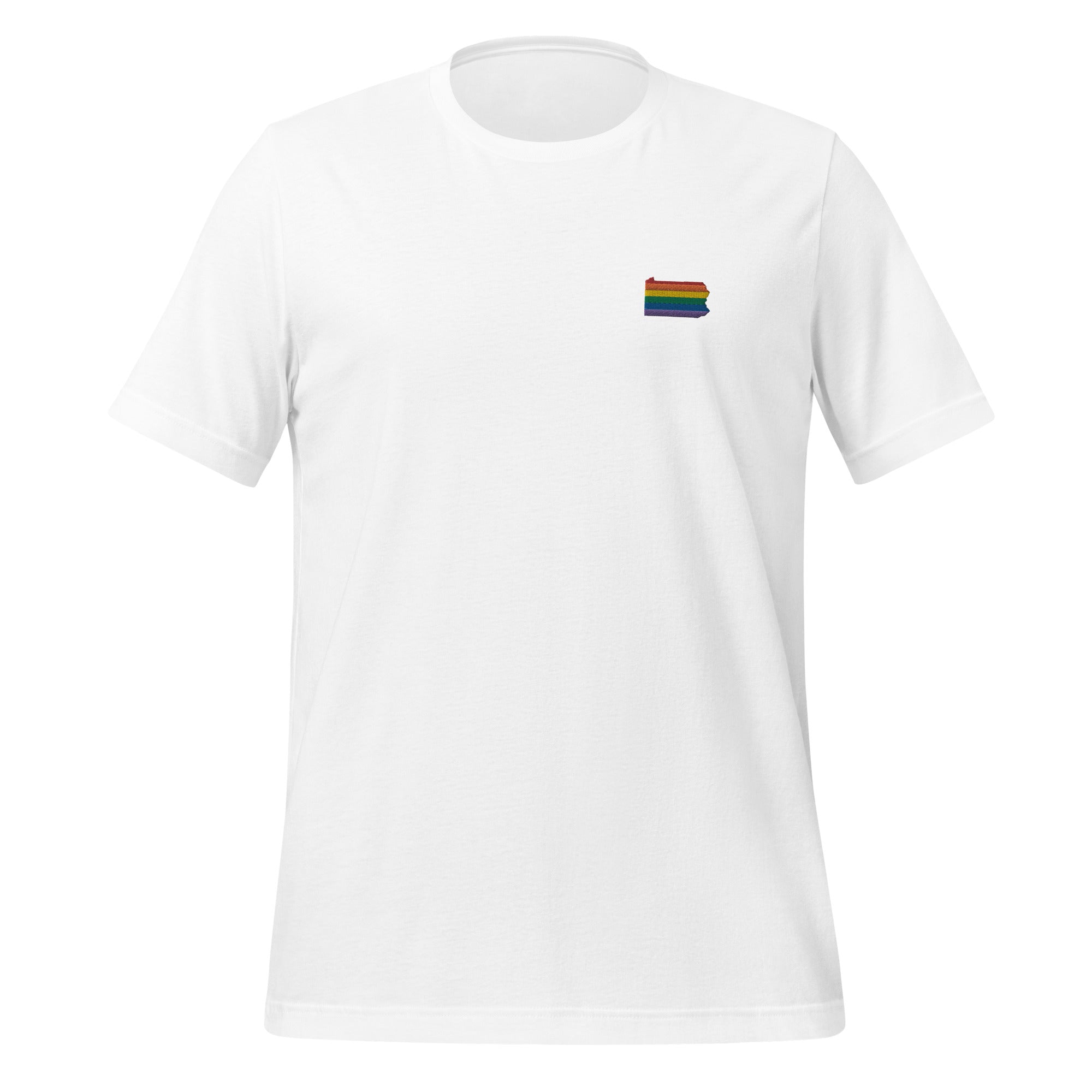 Camiseta unisex bordada con arcoíris de Pensilvania
