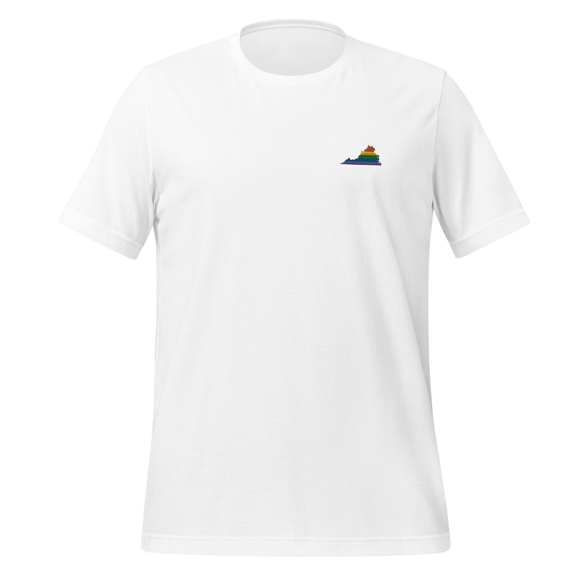 Camiseta unisex bordada con arcoíris de Virginia