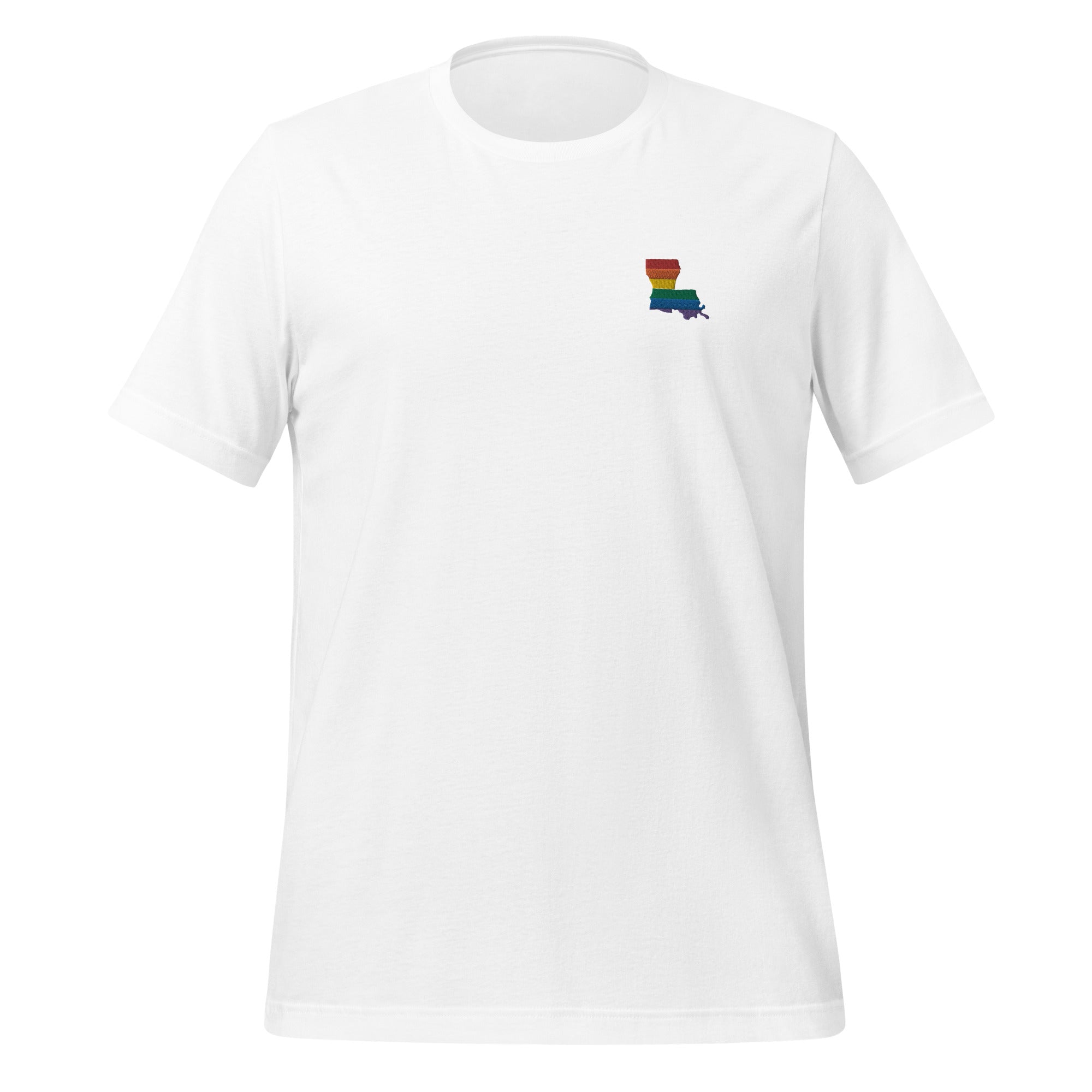 Camiseta unisex bordada con arcoíris de Luisiana