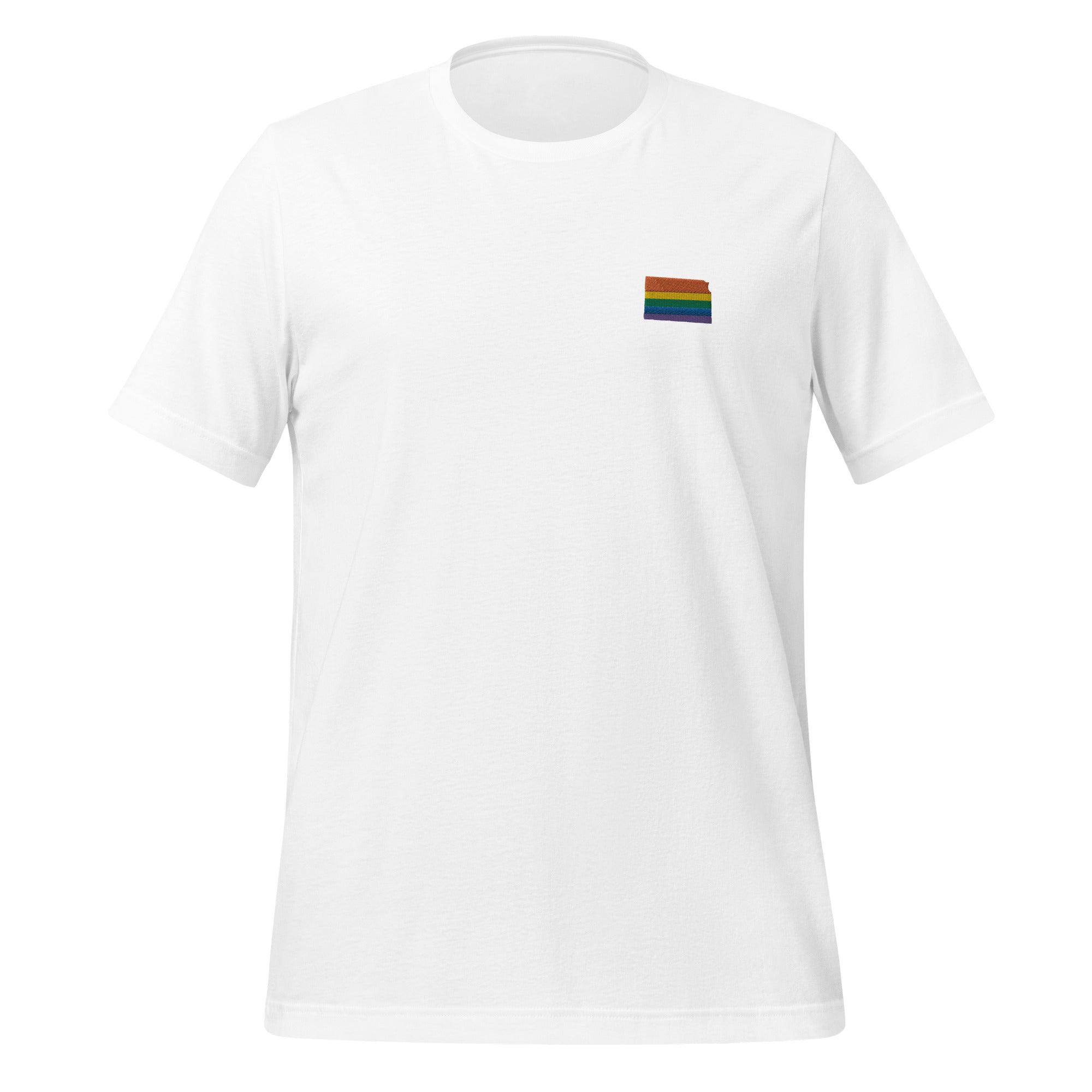 Camiseta unisex bordada con arcoíris de Kansas