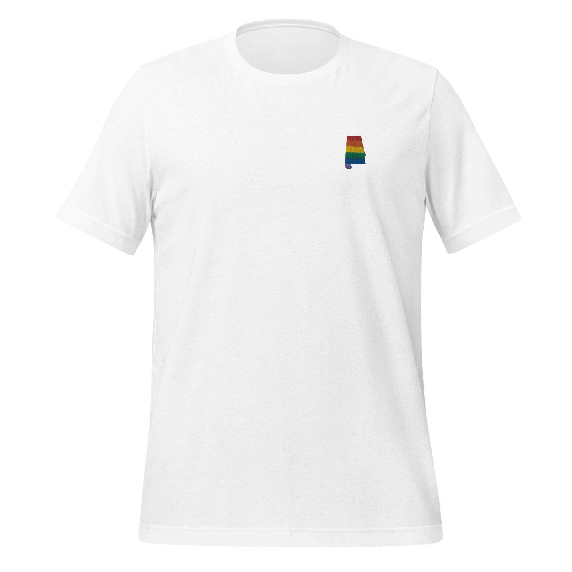 Camiseta unisex bordada con el arcoíris de Alabama
