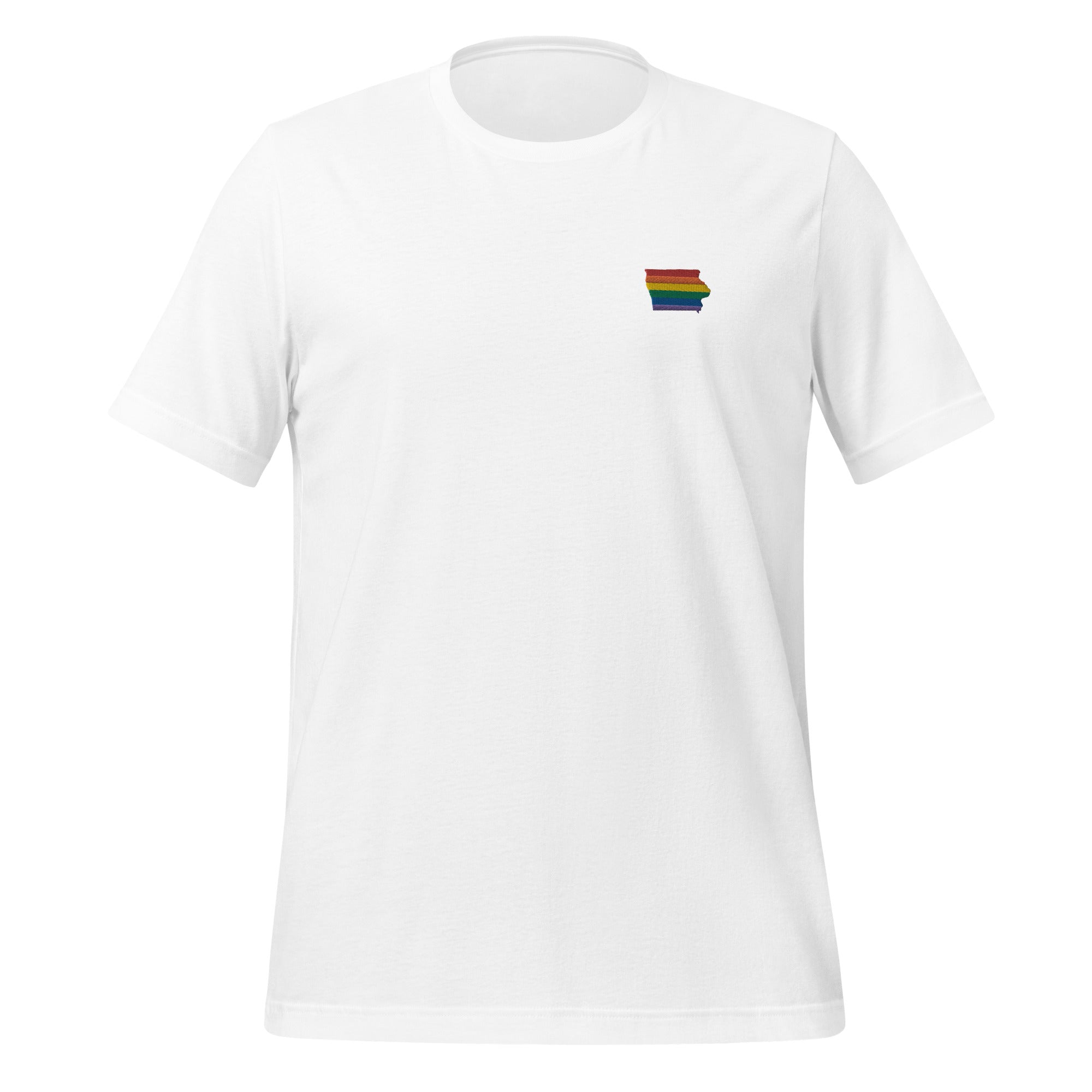 Camiseta unisex bordada con arcoíris de Iowa