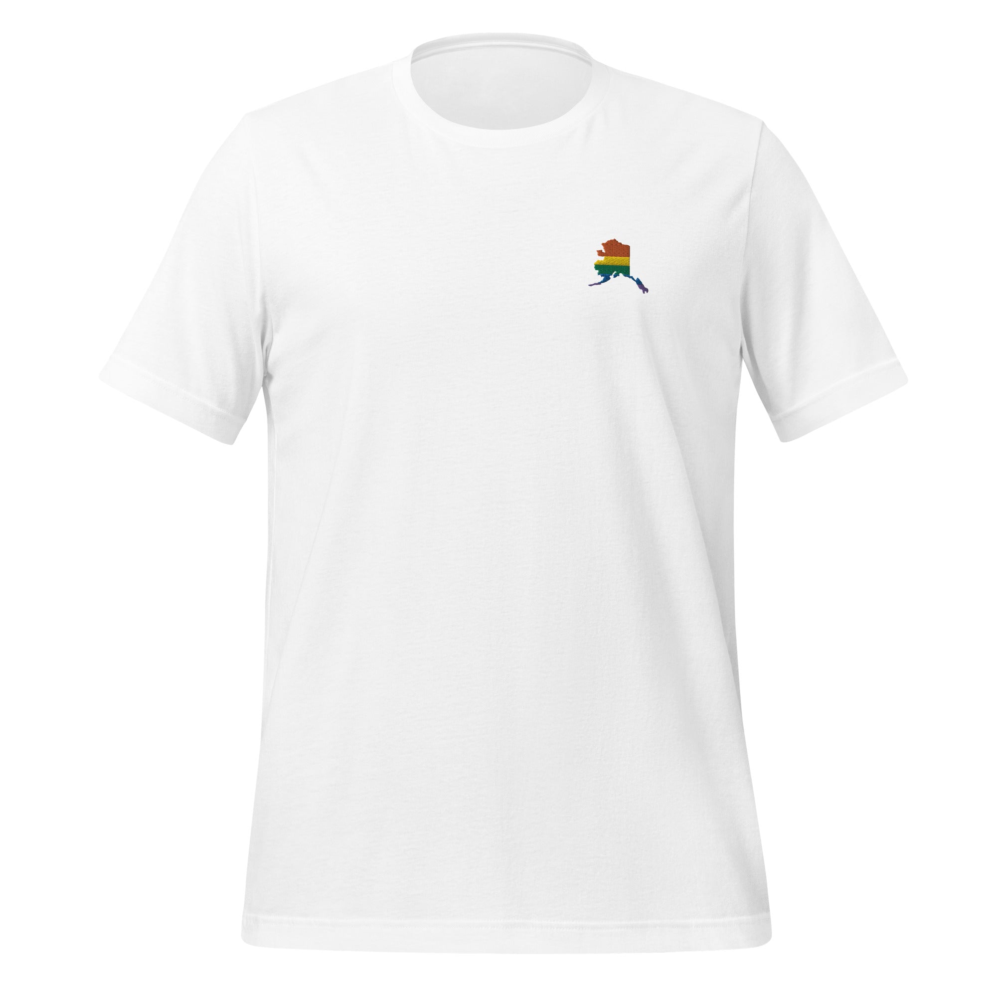 Camiseta unisex bordada con arcoíris de Alaska
