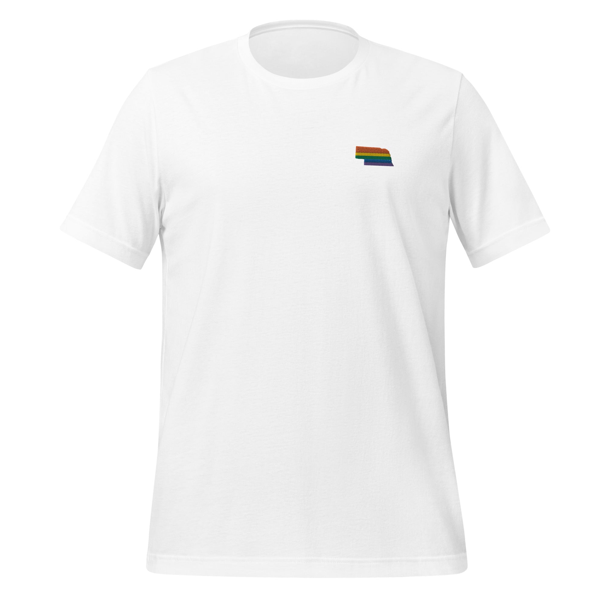 Camiseta unisex bordada con el arcoíris de Nebraska