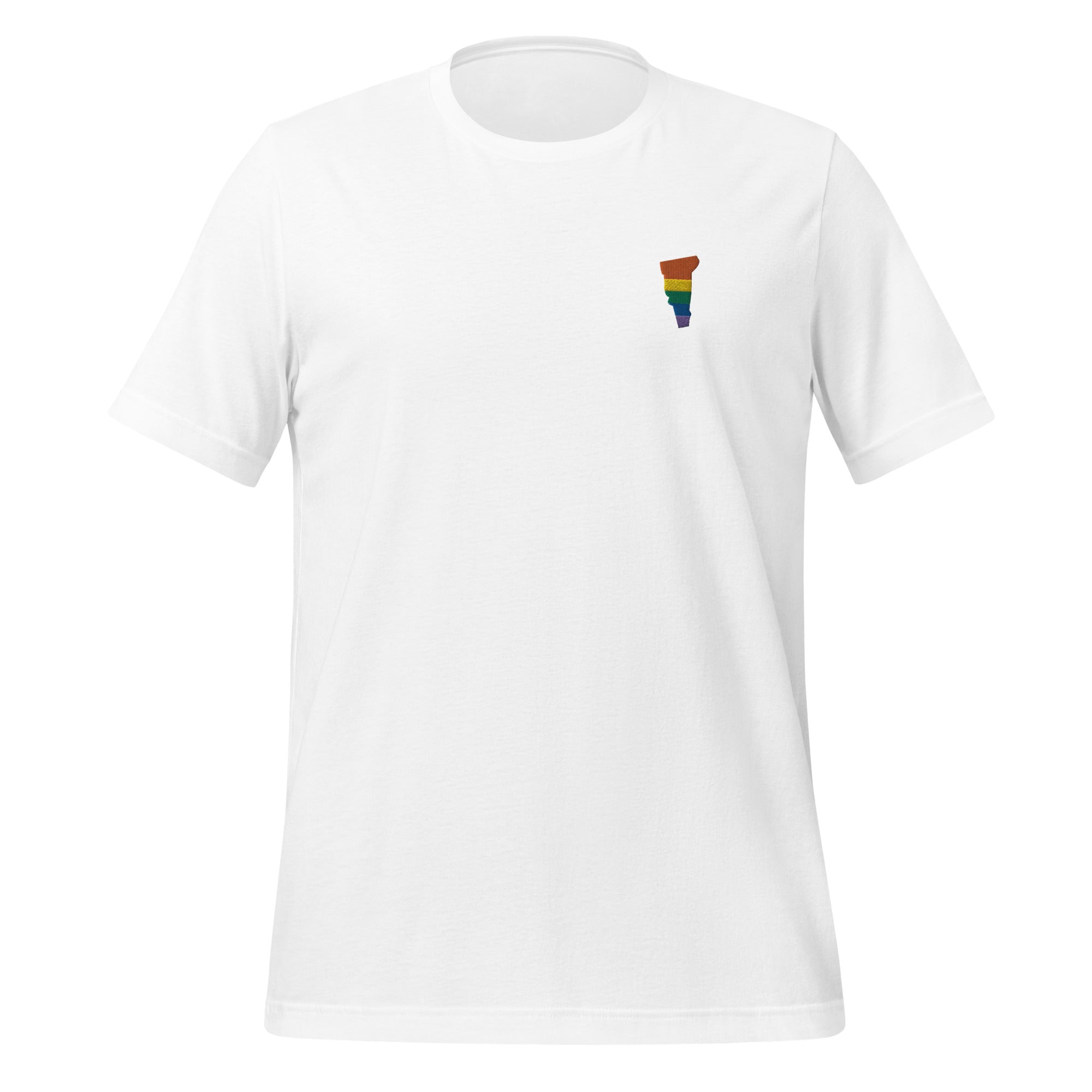 Camiseta unisex bordada con arcoíris de Vermont