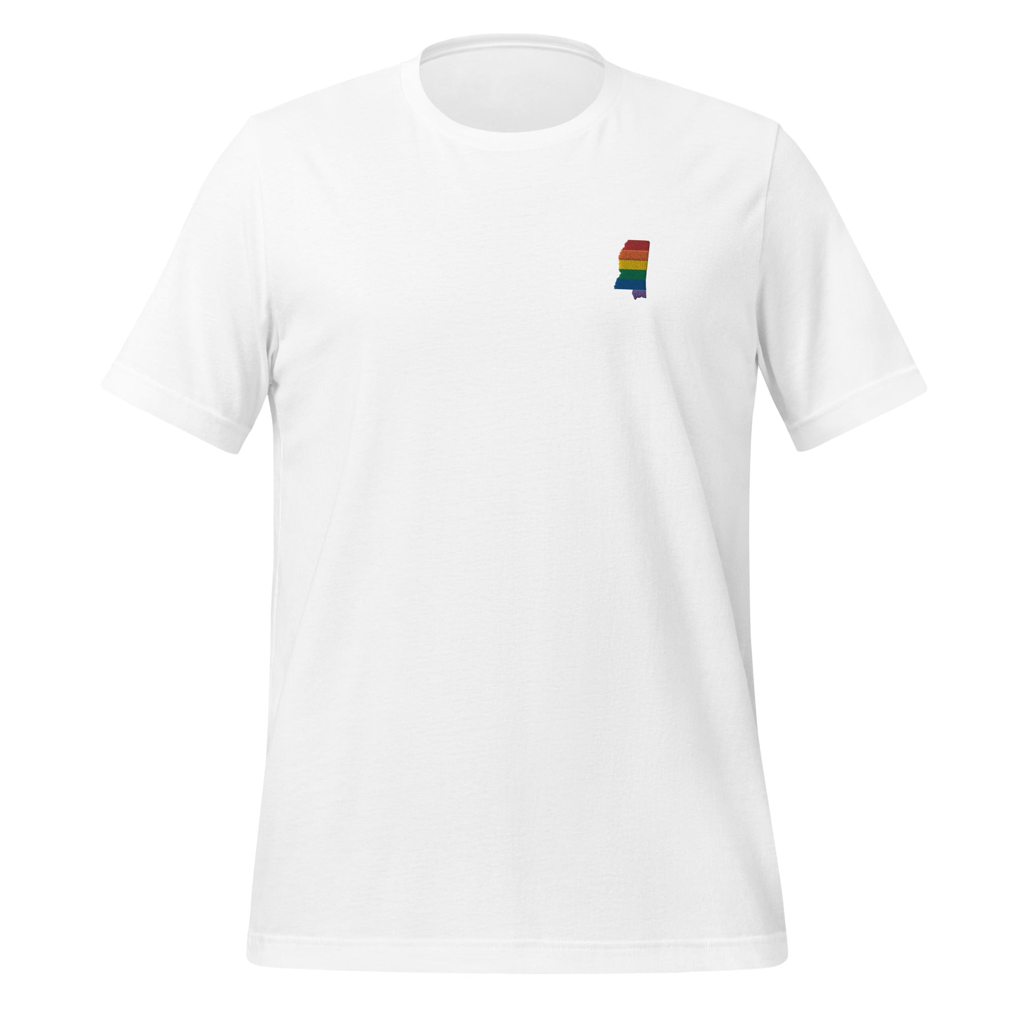 Camiseta unisex bordada con arcoíris de Mississippi
