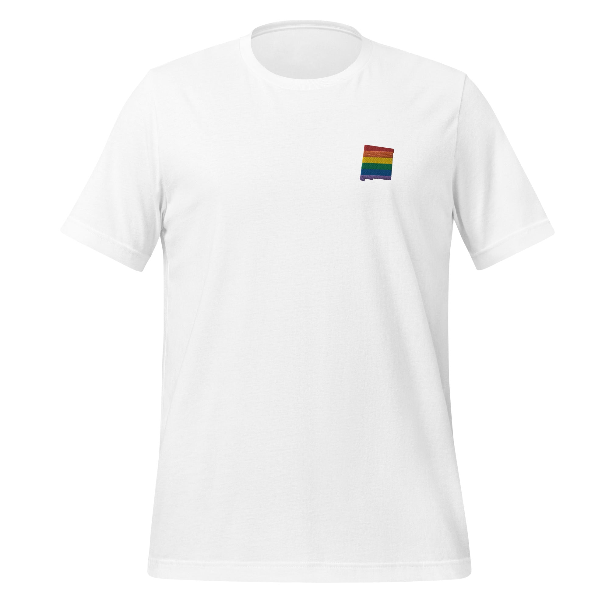 Camiseta unisex bordada con arcoíris de Nuevo México
