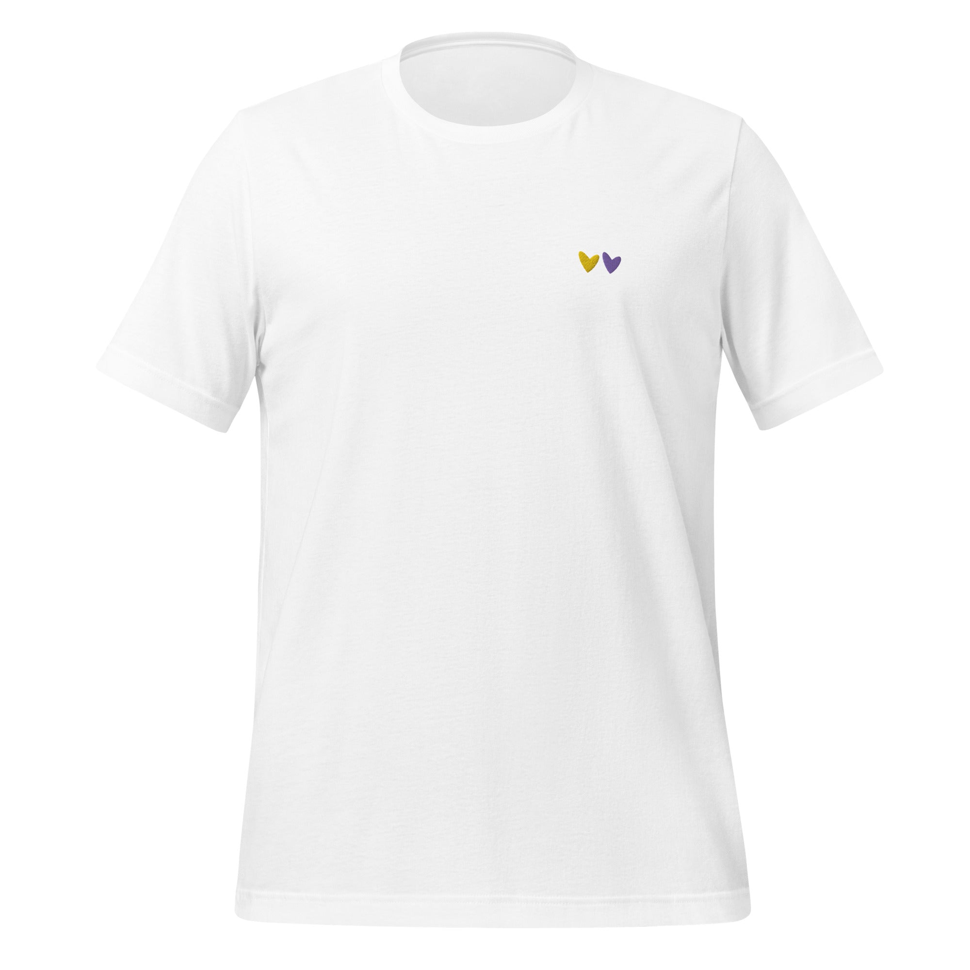 Camiseta unisex bordada con corazones intersexuales