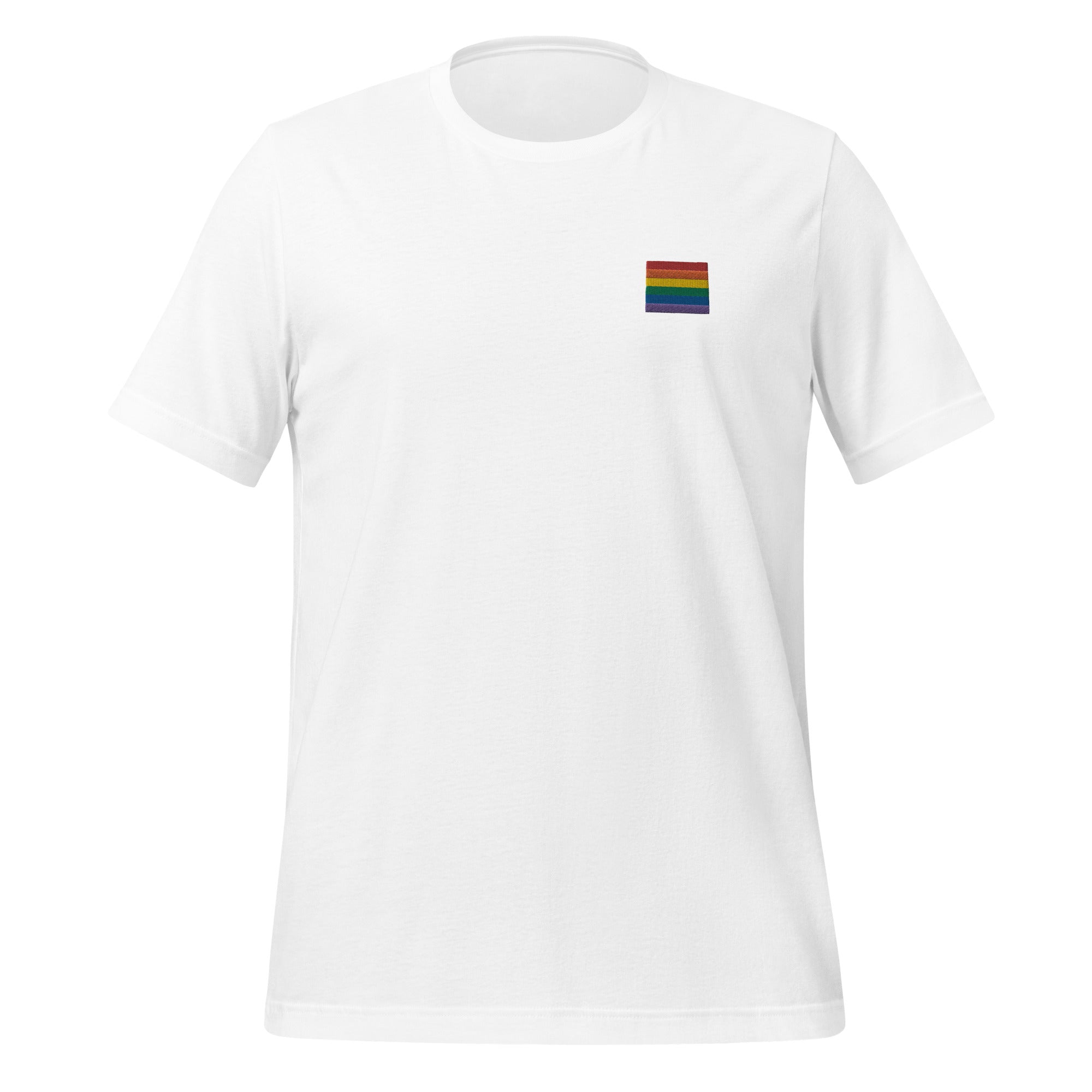 Camiseta unisex con bordado de arcoíris de Wyoming