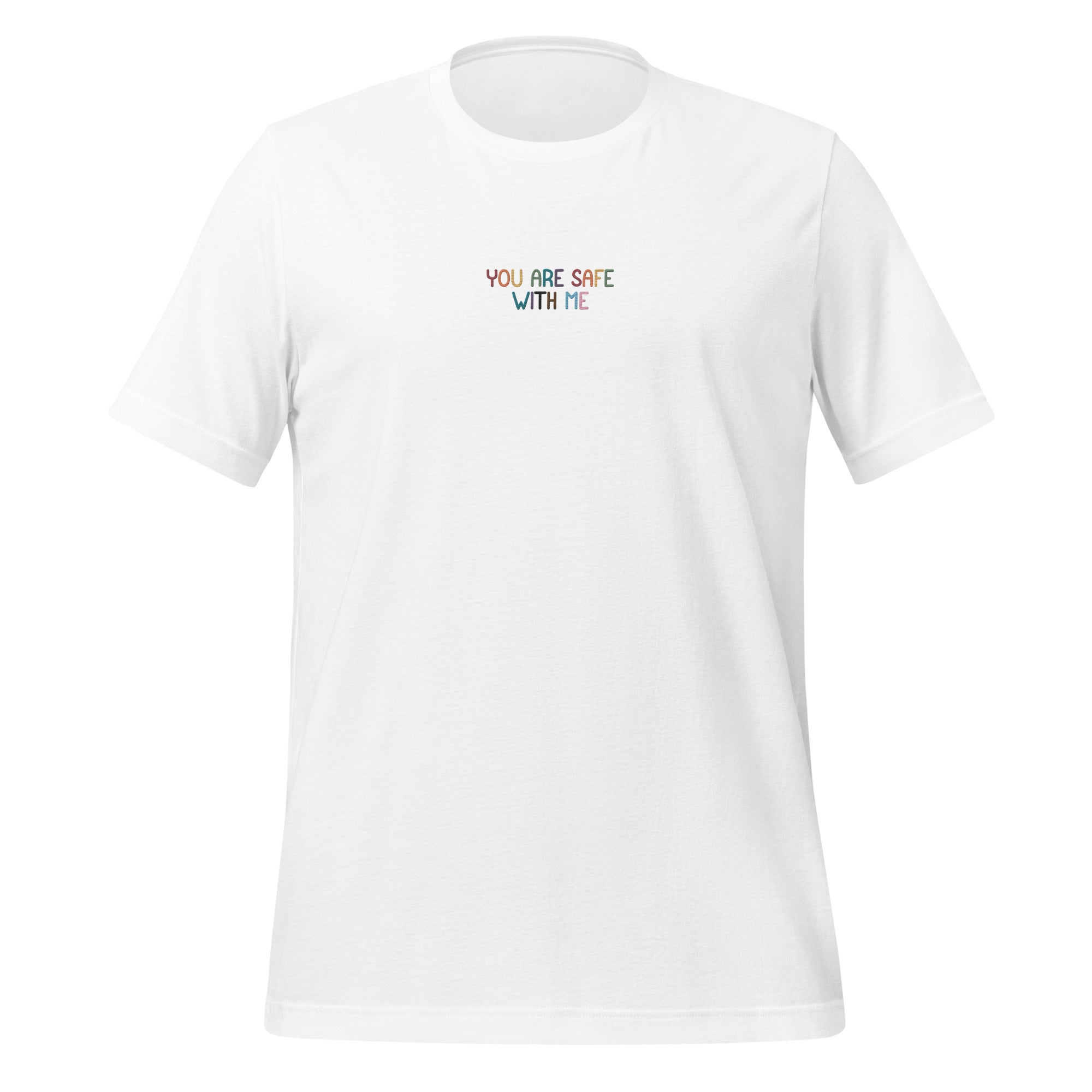 Camiseta bordada unisex "Estás a salvo conmigo"