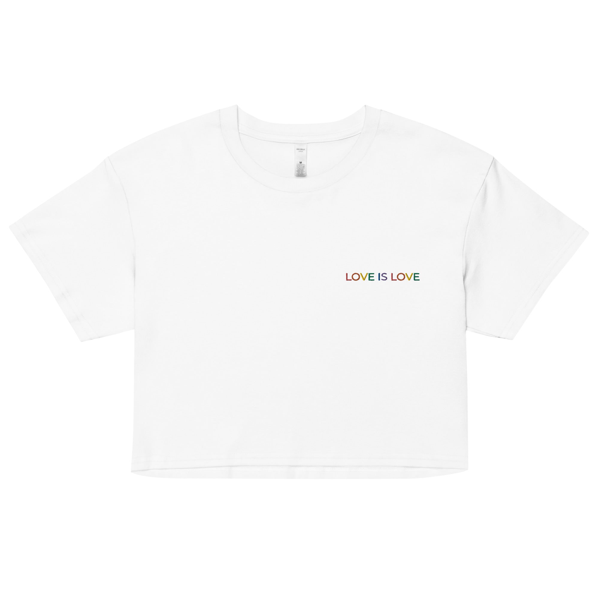 Top corto unisex bordado "Love is Love"