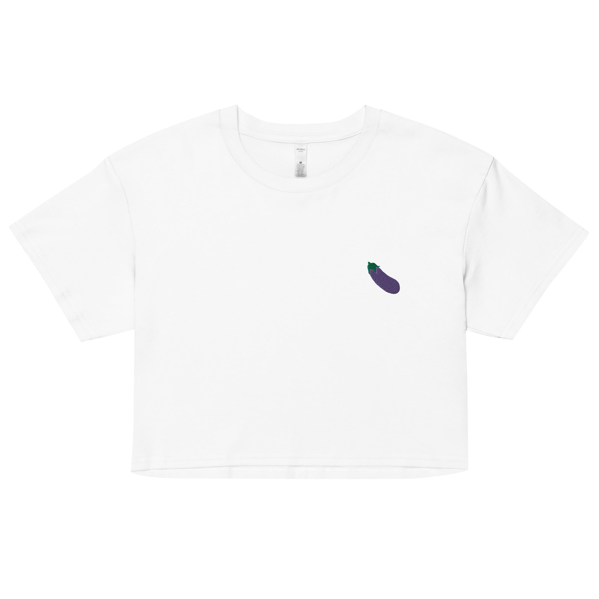 Top corto unisex bordado con emoji de berenjena