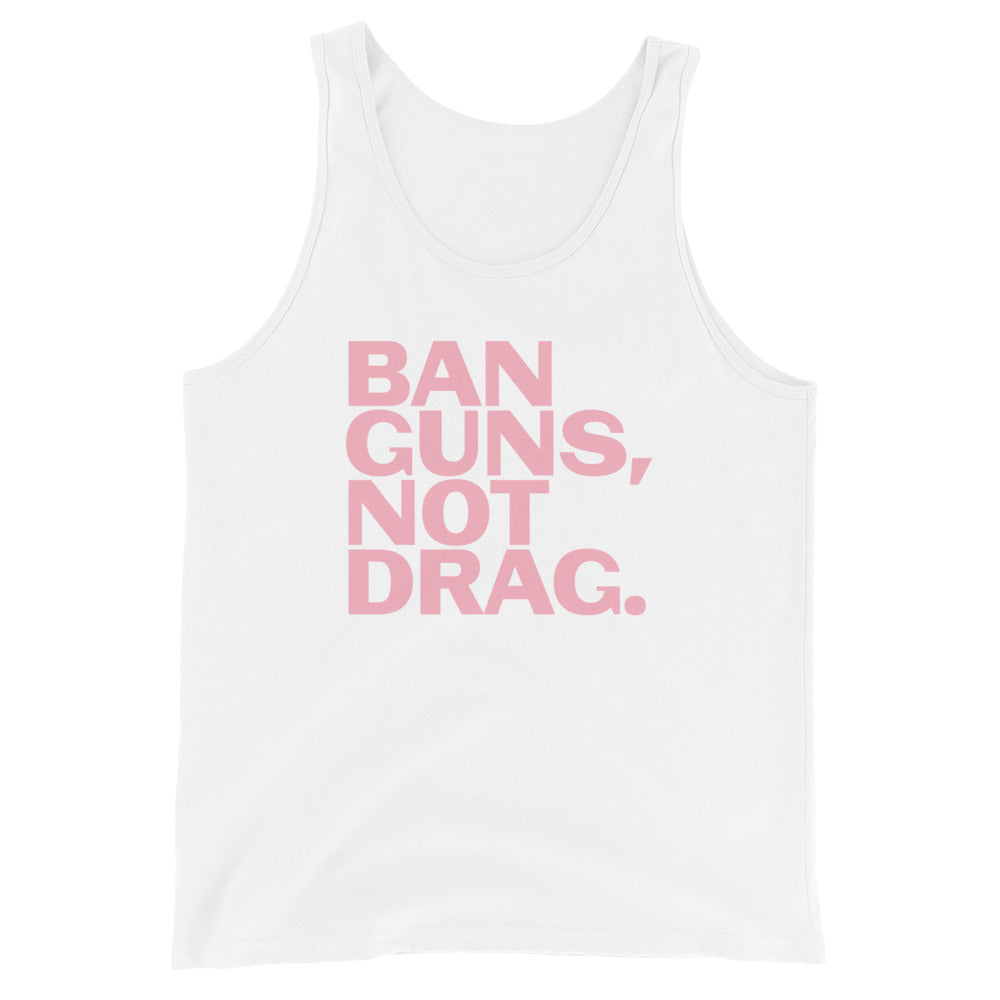 Camiseta sin mangas unisex "Prohíban las armas, no el arrastre"